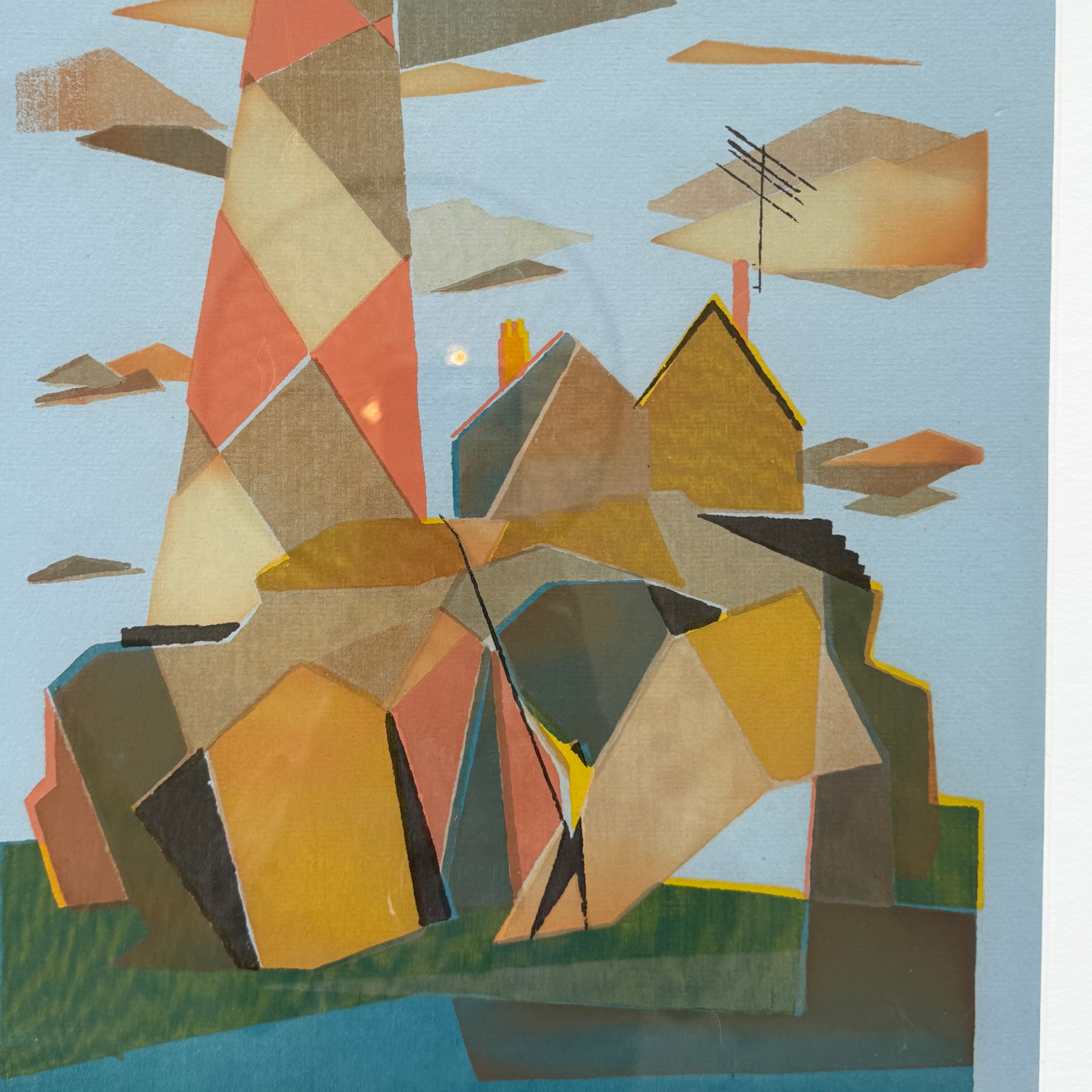 Fisher's Rock Vintage Woodblock