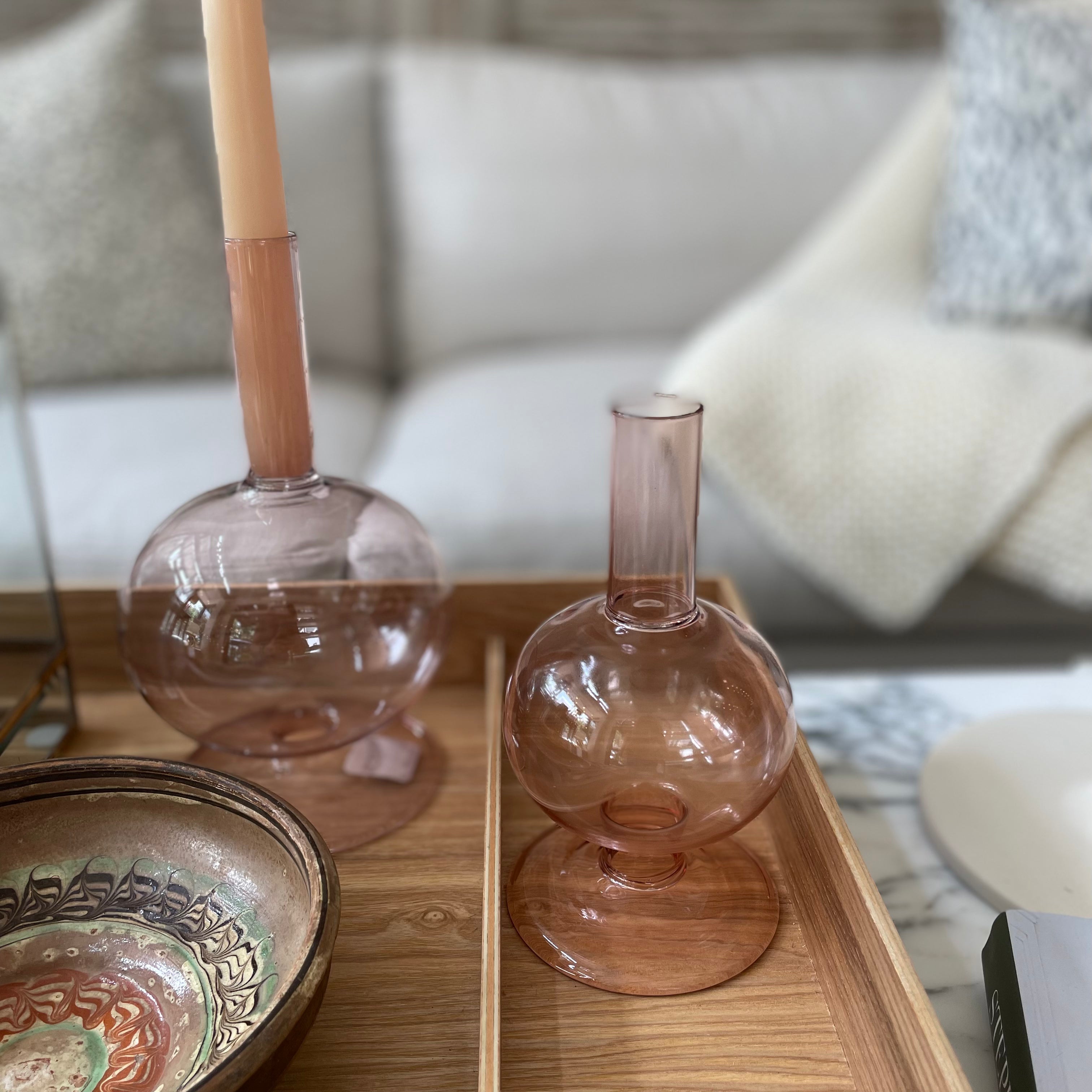 Malaga Glass Candlestick Holders