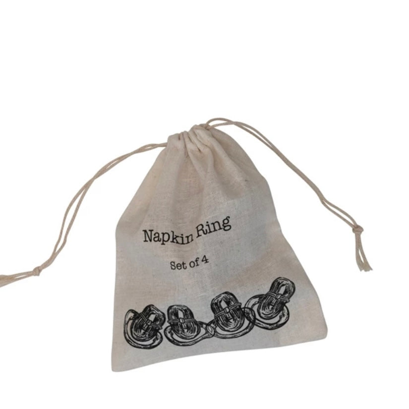 Set of 4 Handmade Bamboo Napkin Rings