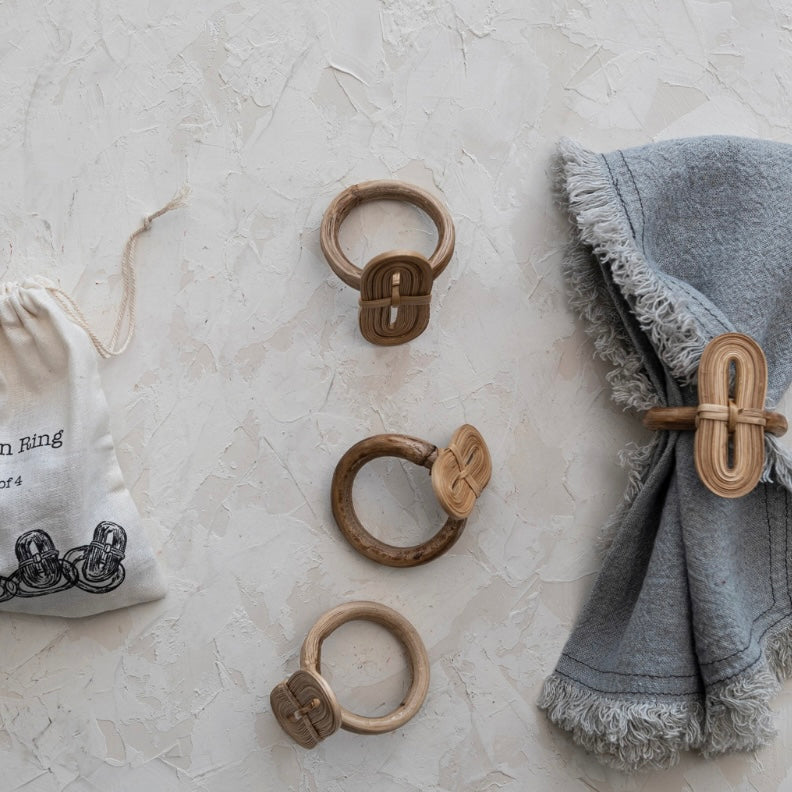 Set of 4 Handmade Bamboo Napkin Rings
