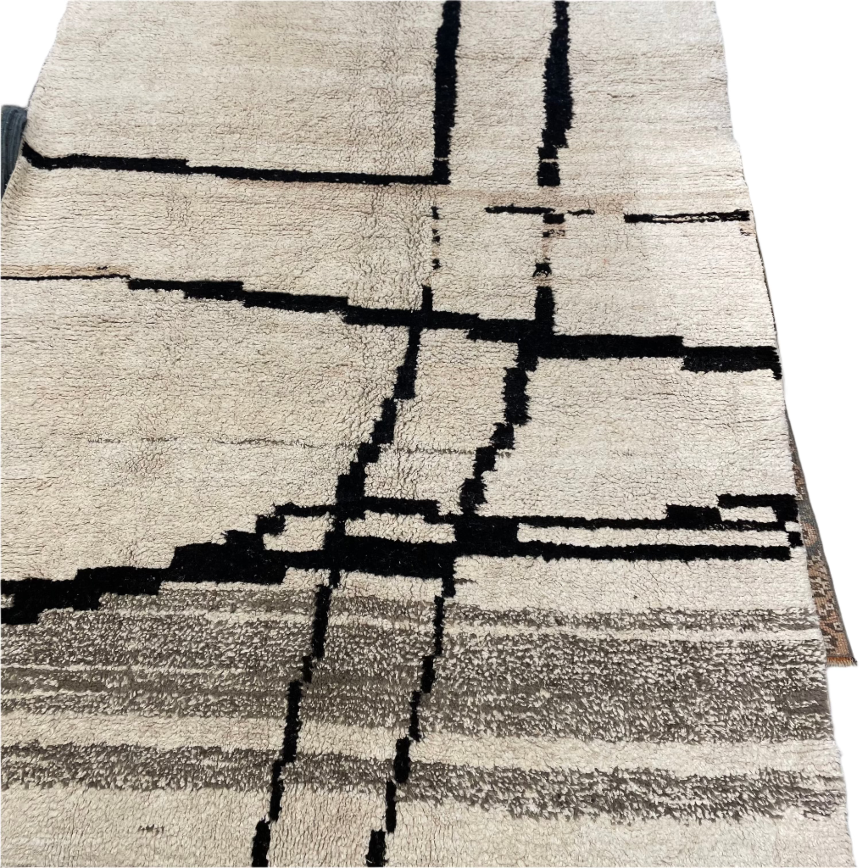 Cream / Black Handmade Turkish Rug