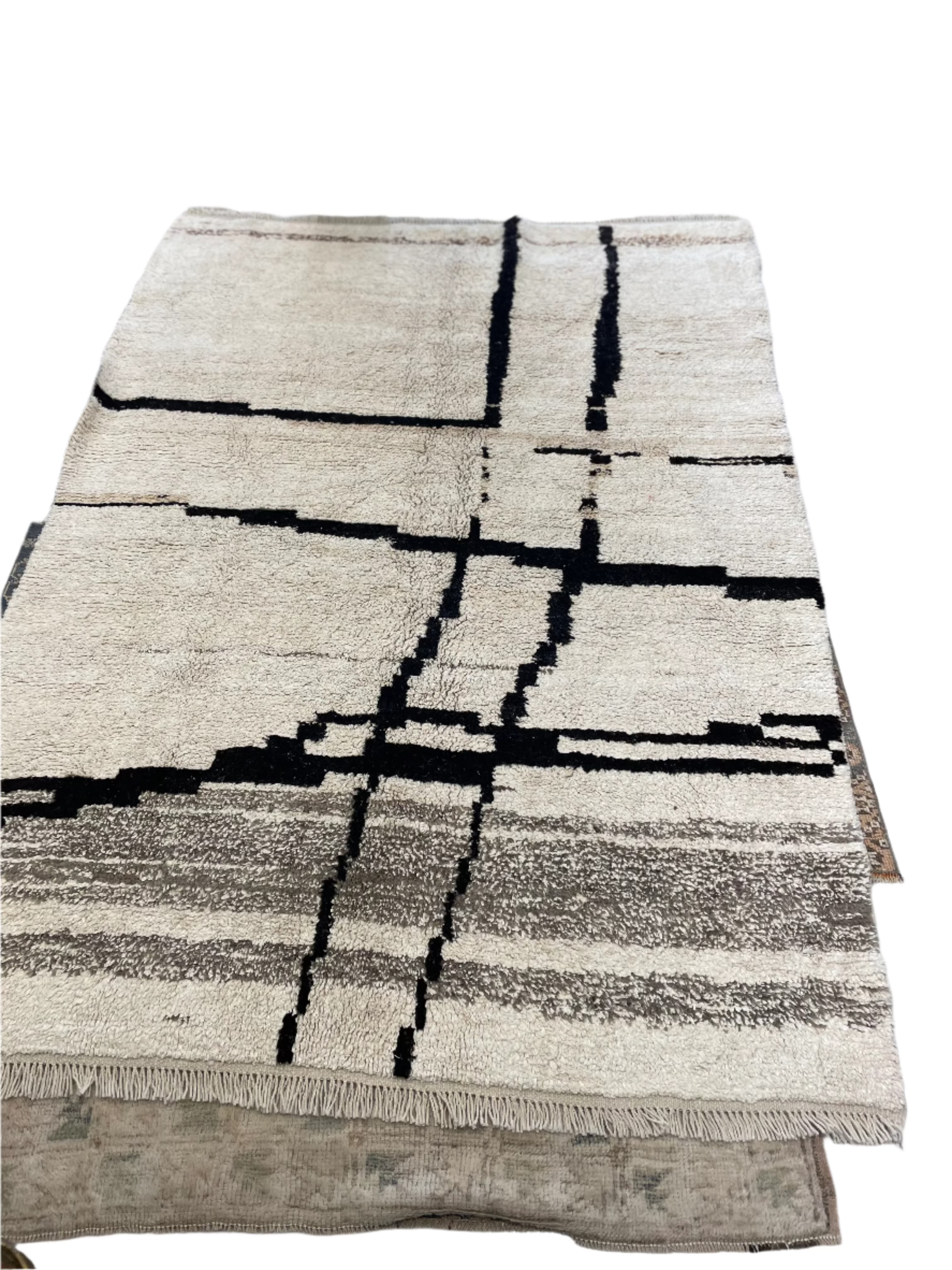 Cream / Black Handmade Turkish Rug