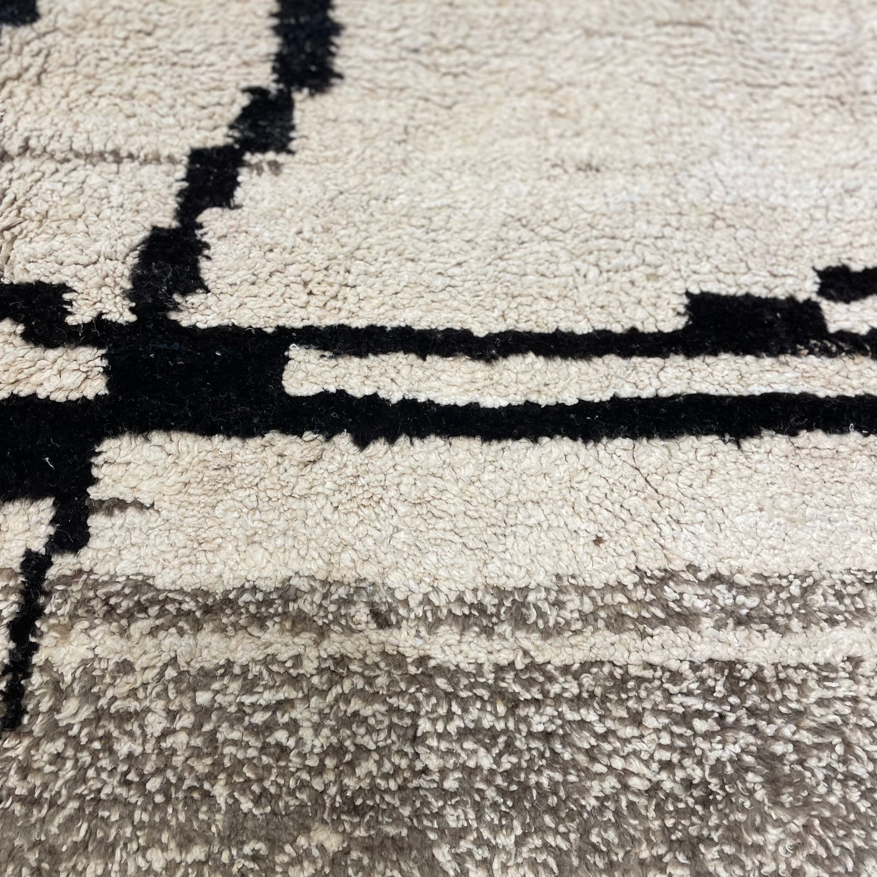 Cream / Black Handmade Turkish Rug