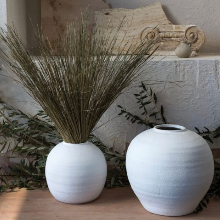White Round Cement Vase