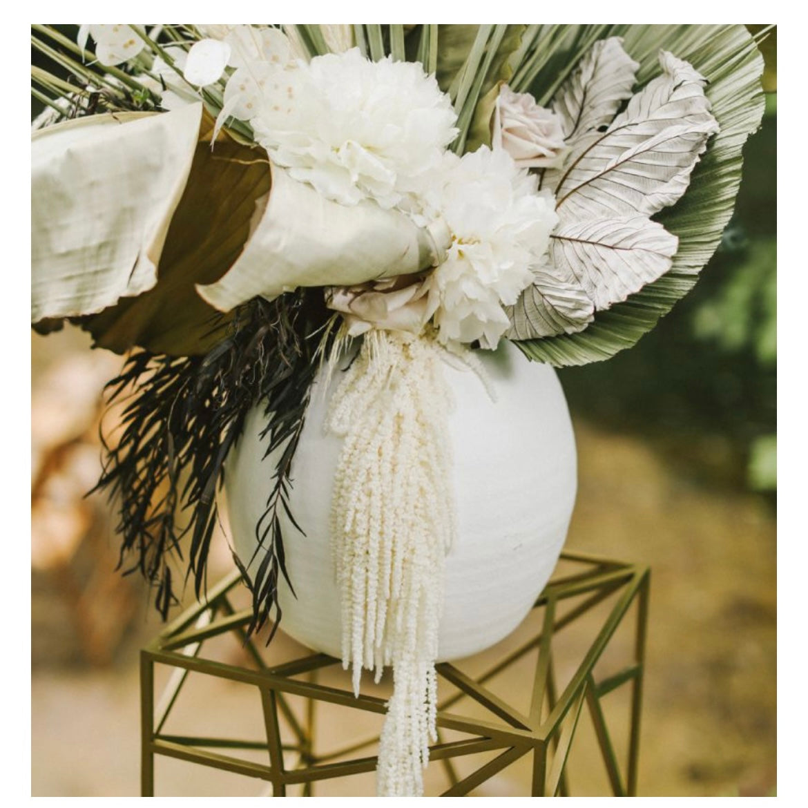 White Round Cement Vase