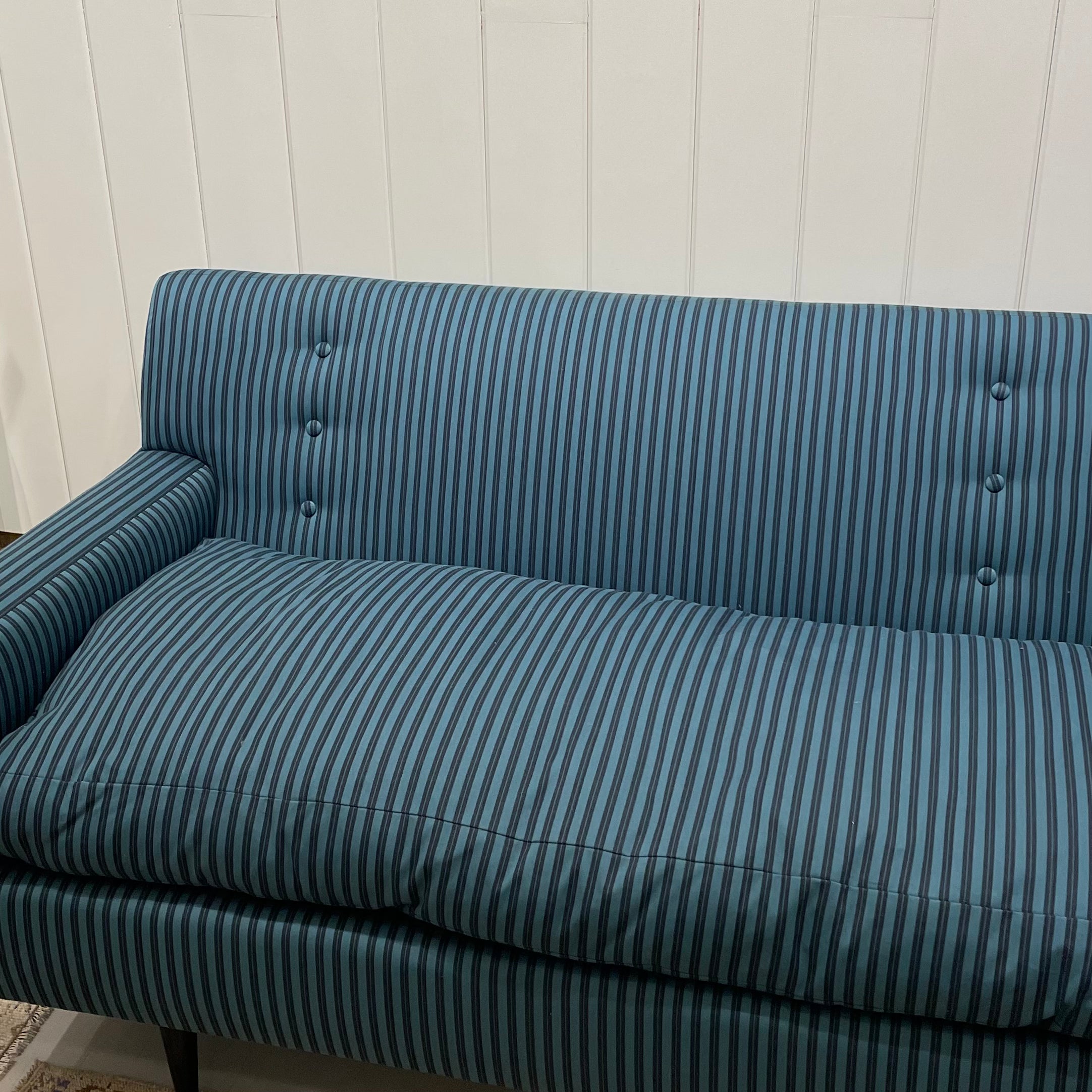 Vintage Blue Striped Sofa