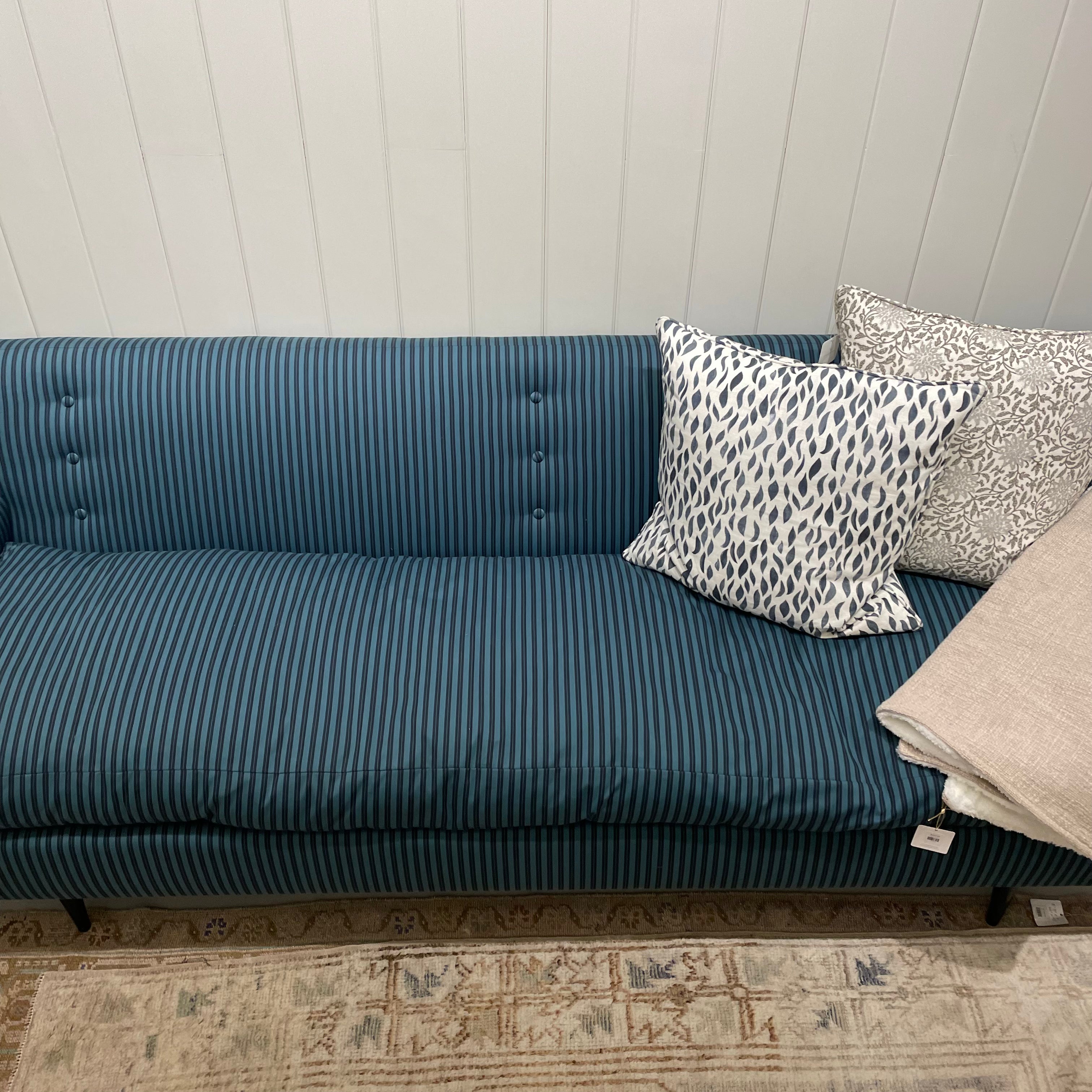 Vintage Blue Striped Sofa