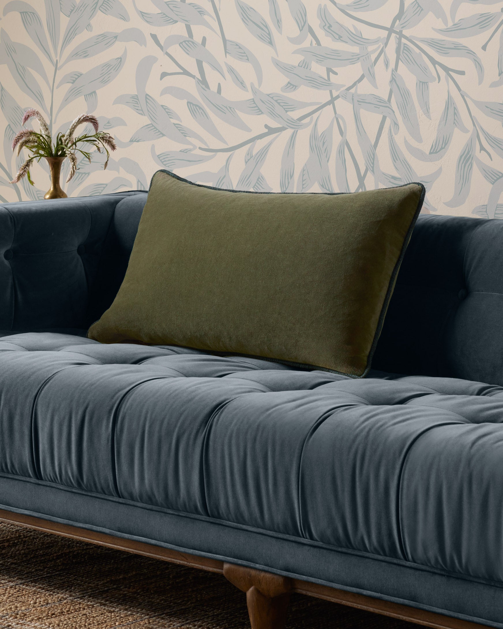 Green Cotton/Velvet Pillow