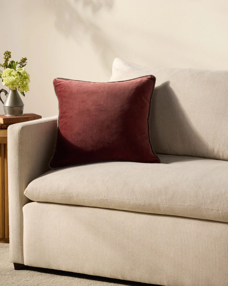 Wine Cotton/Velvet Pillow