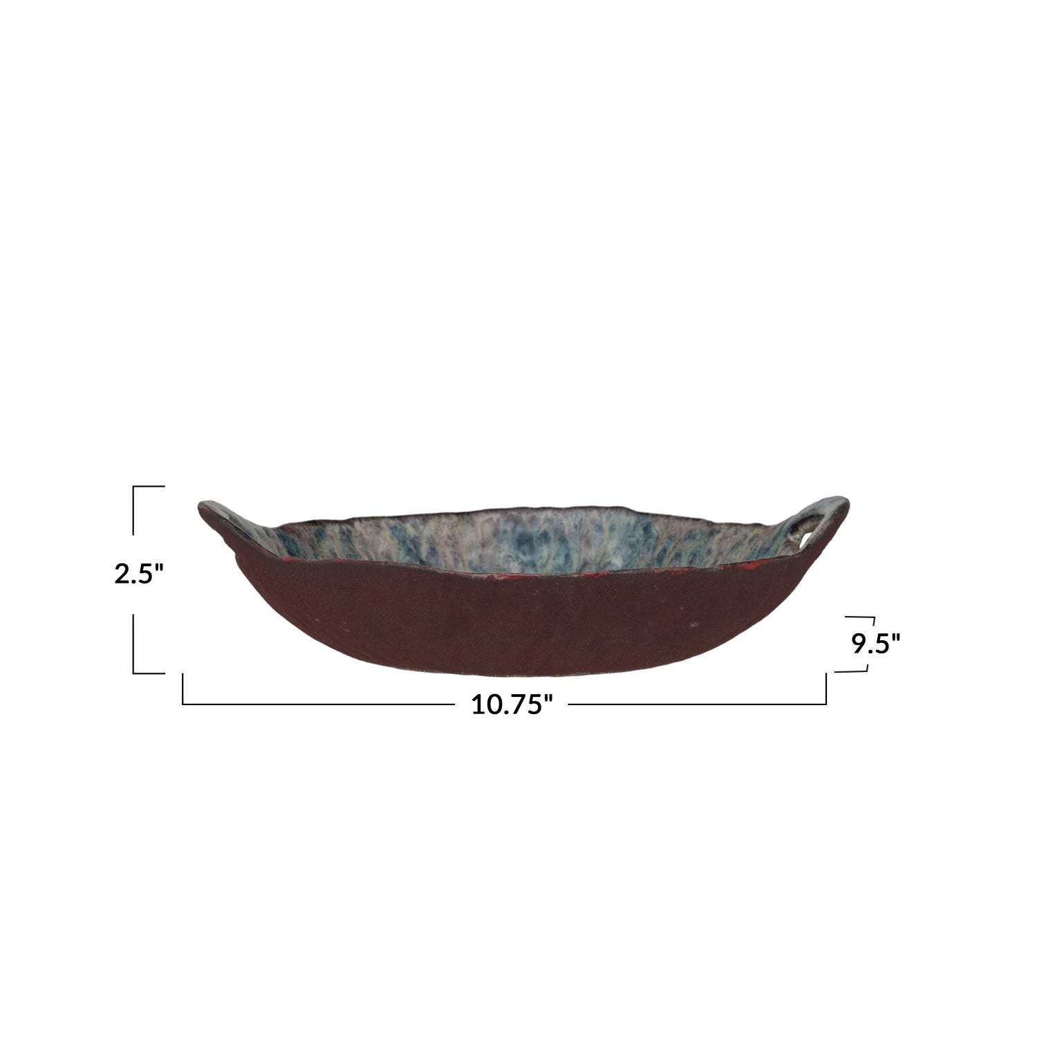 Glazed Stoneware Bowl with Handles