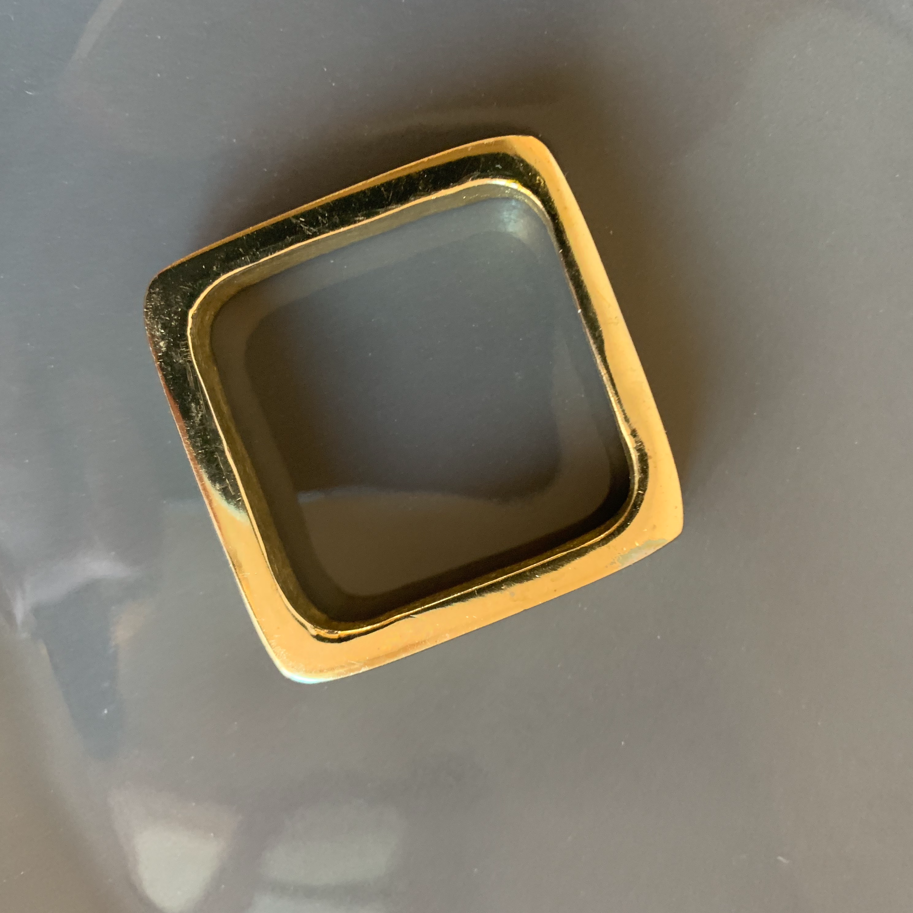 Set of 4 Brass Finish Square Napkin Ring with Leather Tie