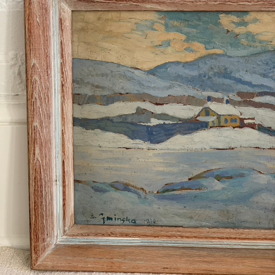 Swedish Vintage Winter Landscape Painting