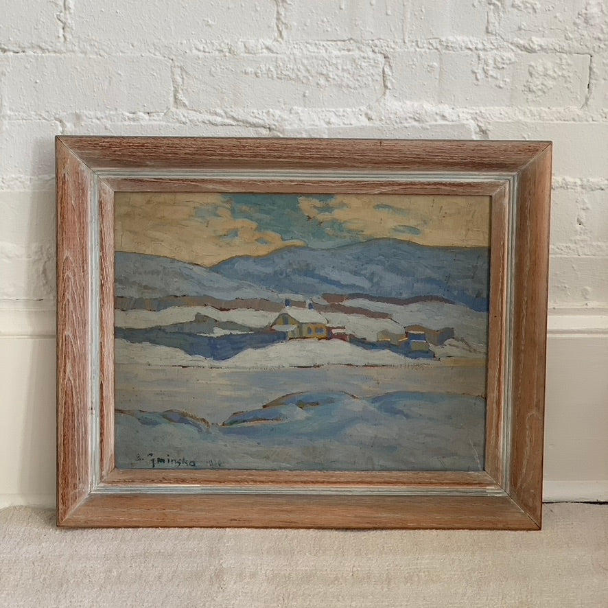 Swedish Vintage Winter Landscape Painting