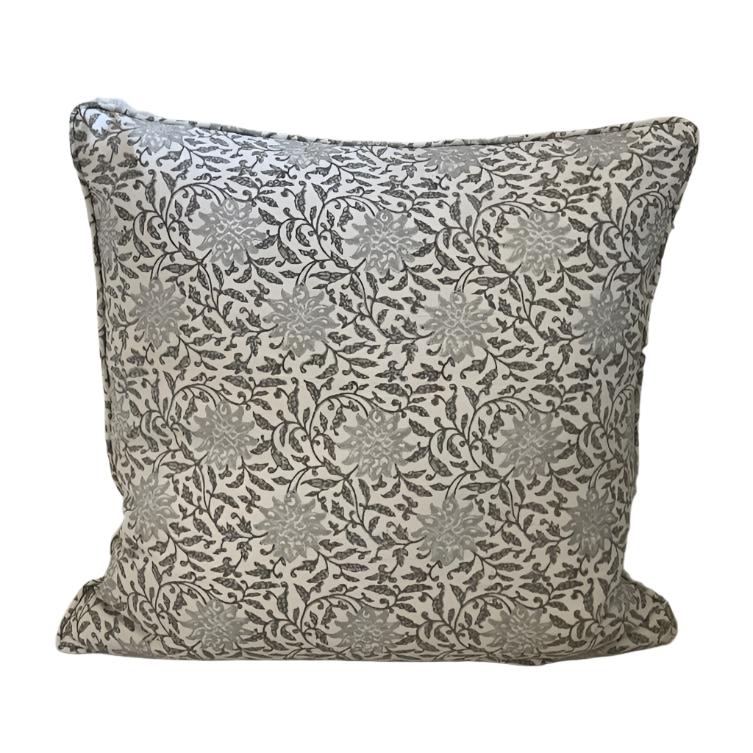 Silver & Taupe Floral Pillow