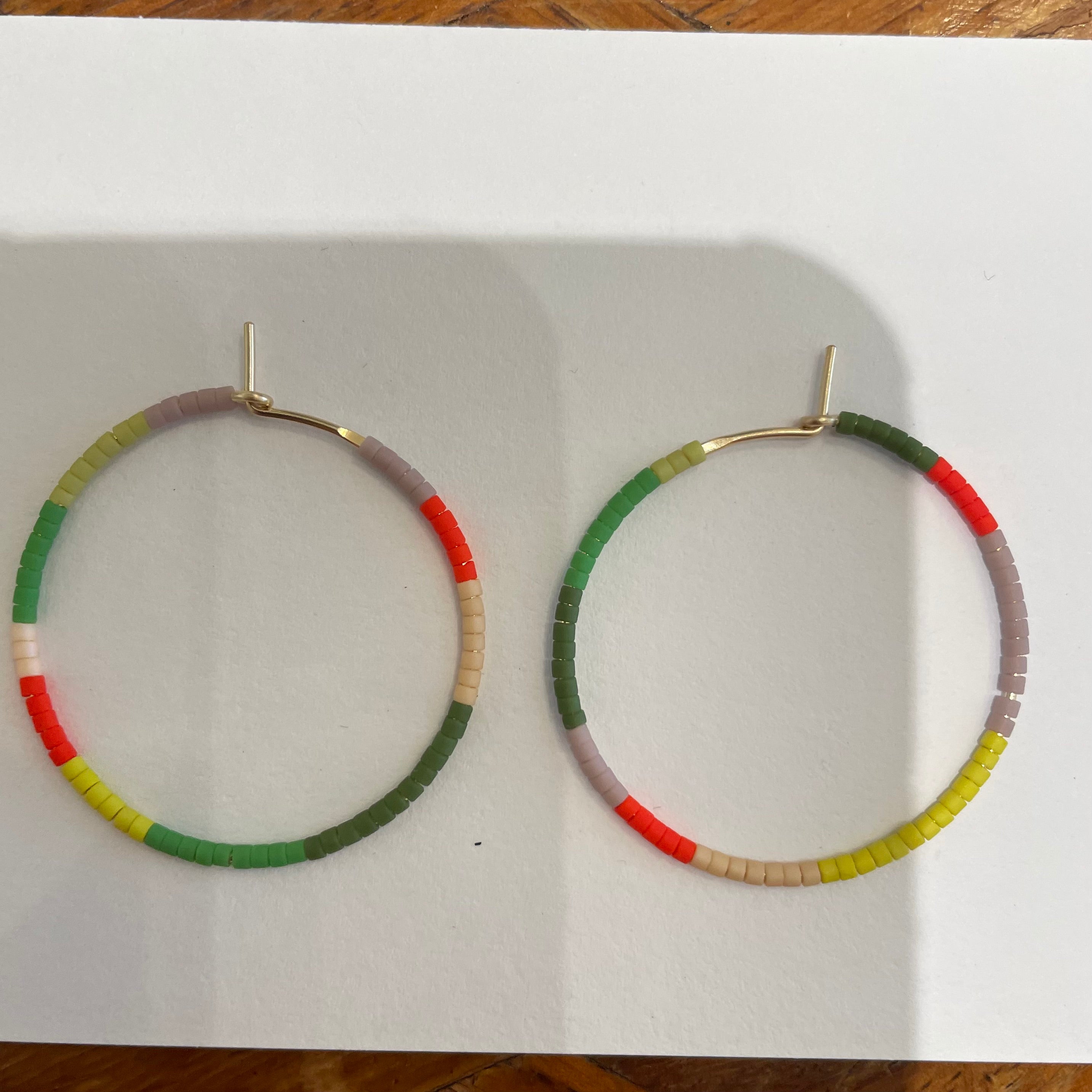 Glass Bead Hoop Earrings - Small