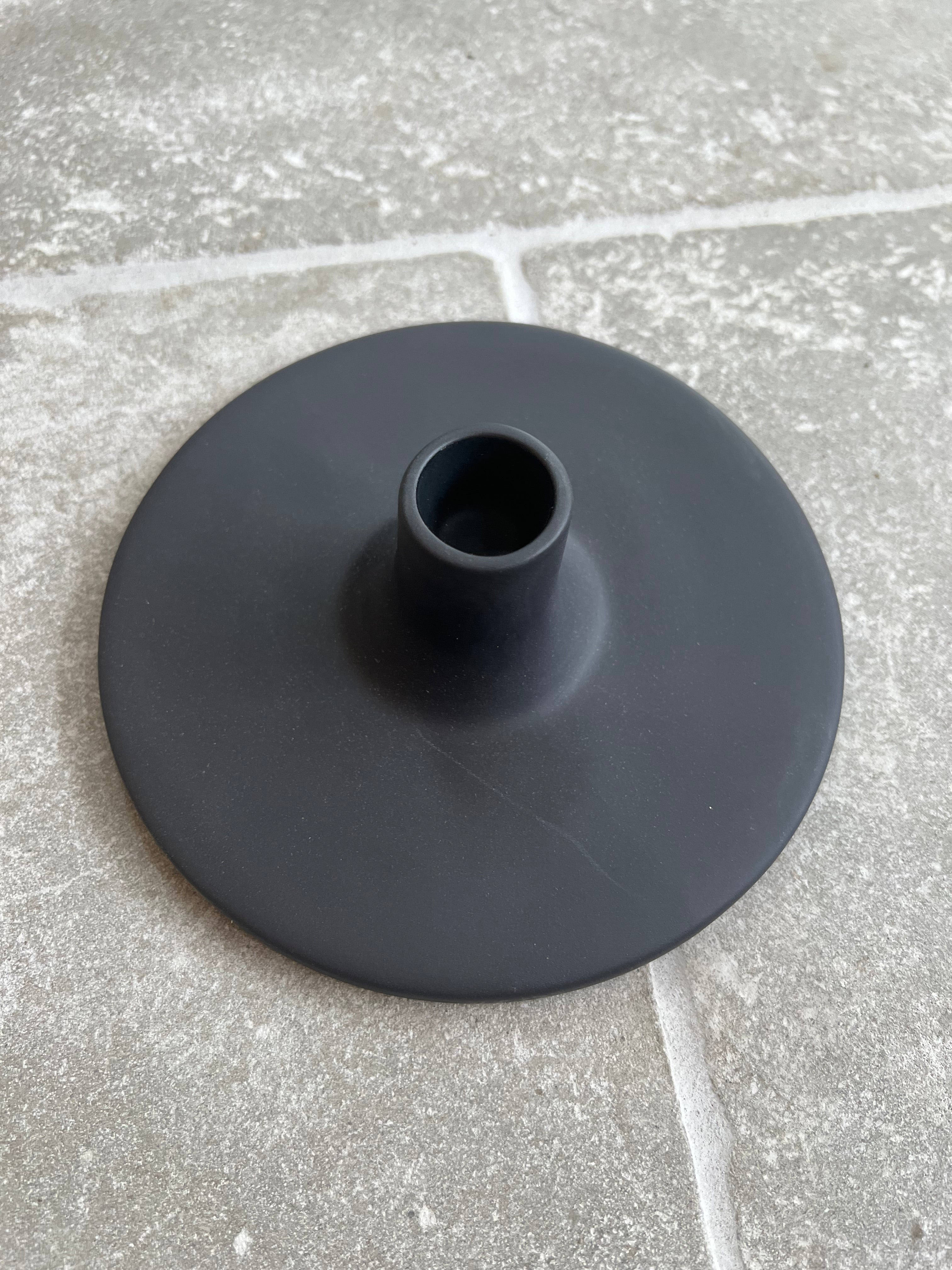 Ceramic Taper Candle Holders - Smoke & White