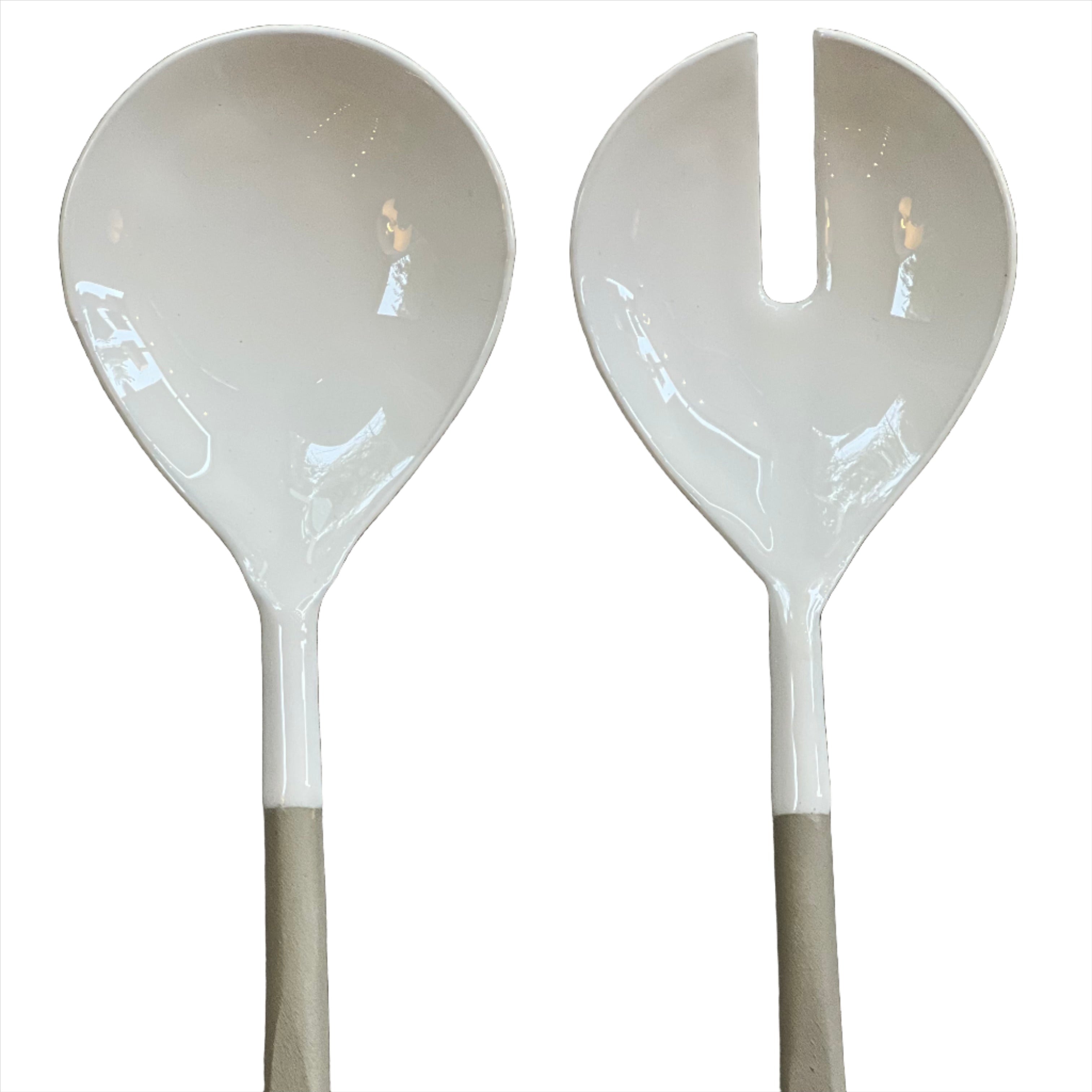 White and Gray Enamel Serve Set