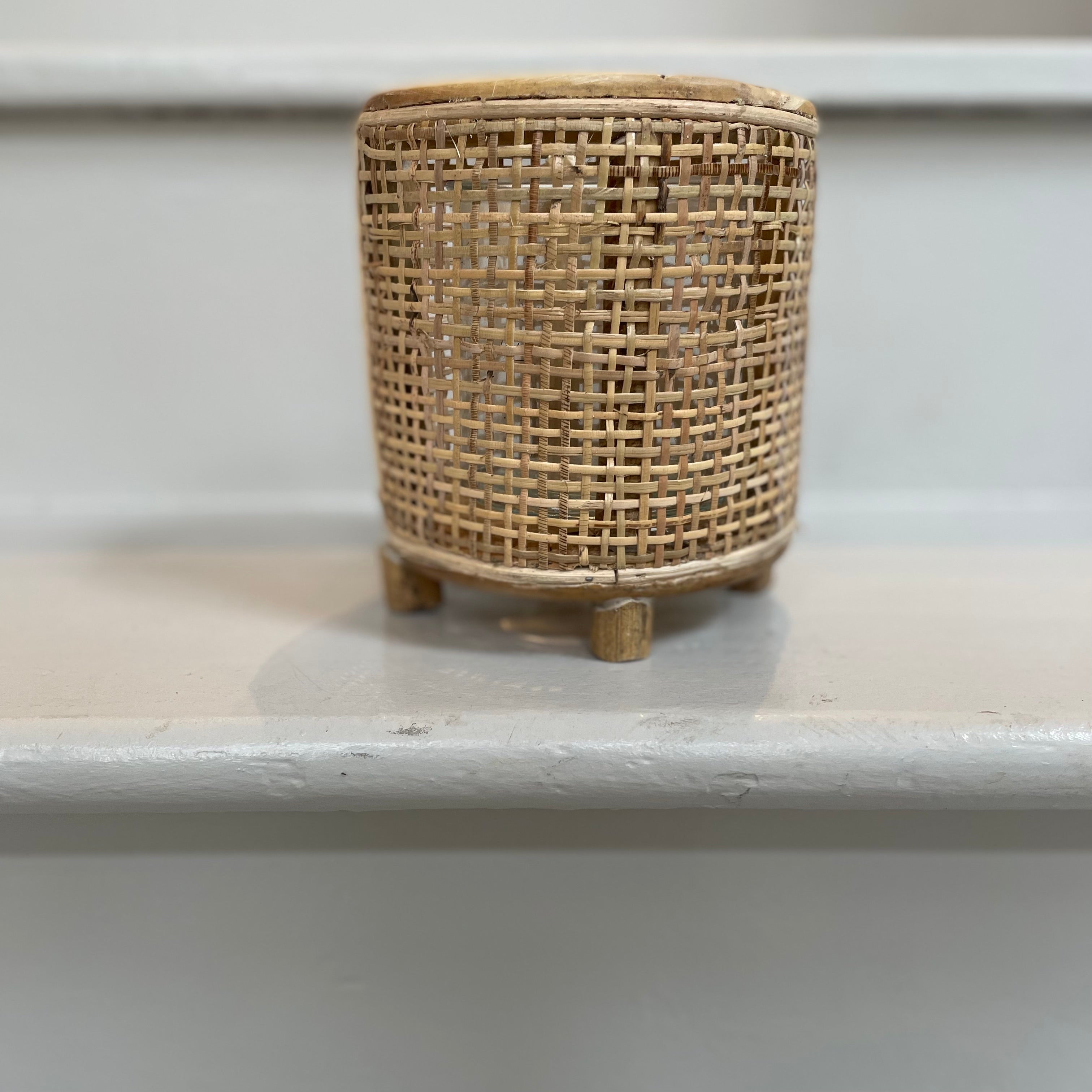 Rattan and Glass Hurricane