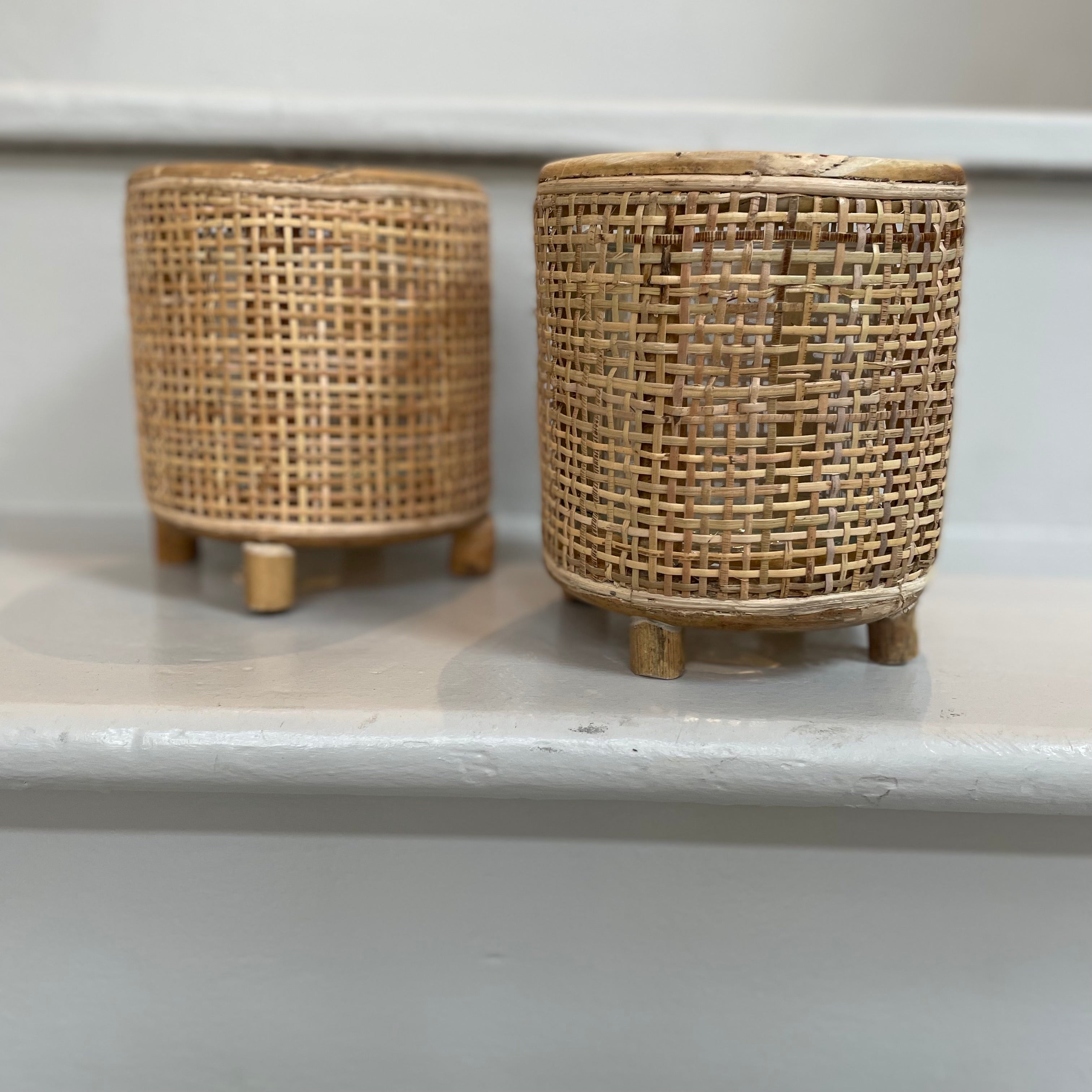 Rattan and Glass Hurricane