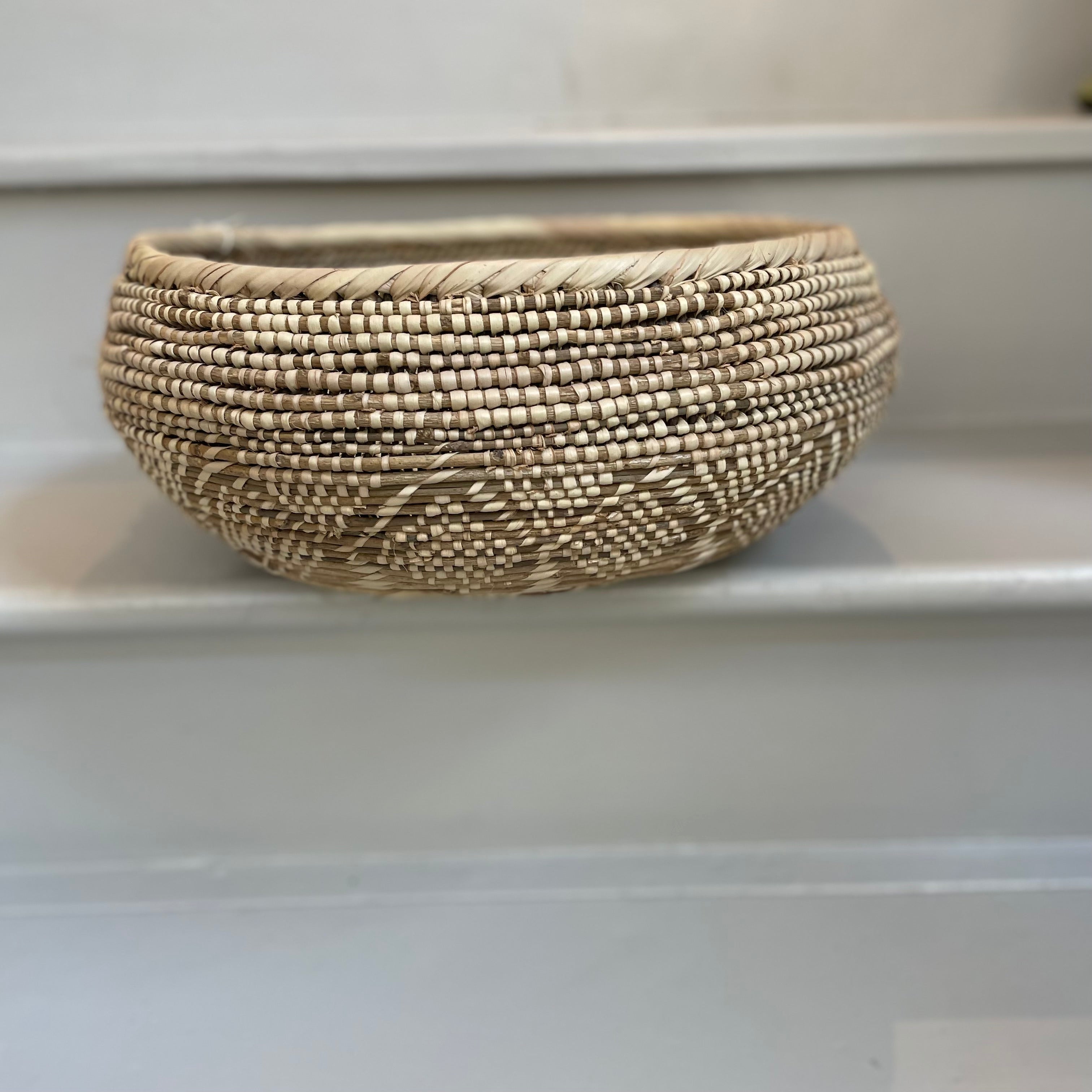 Round Hand-Crafted Woven Basket