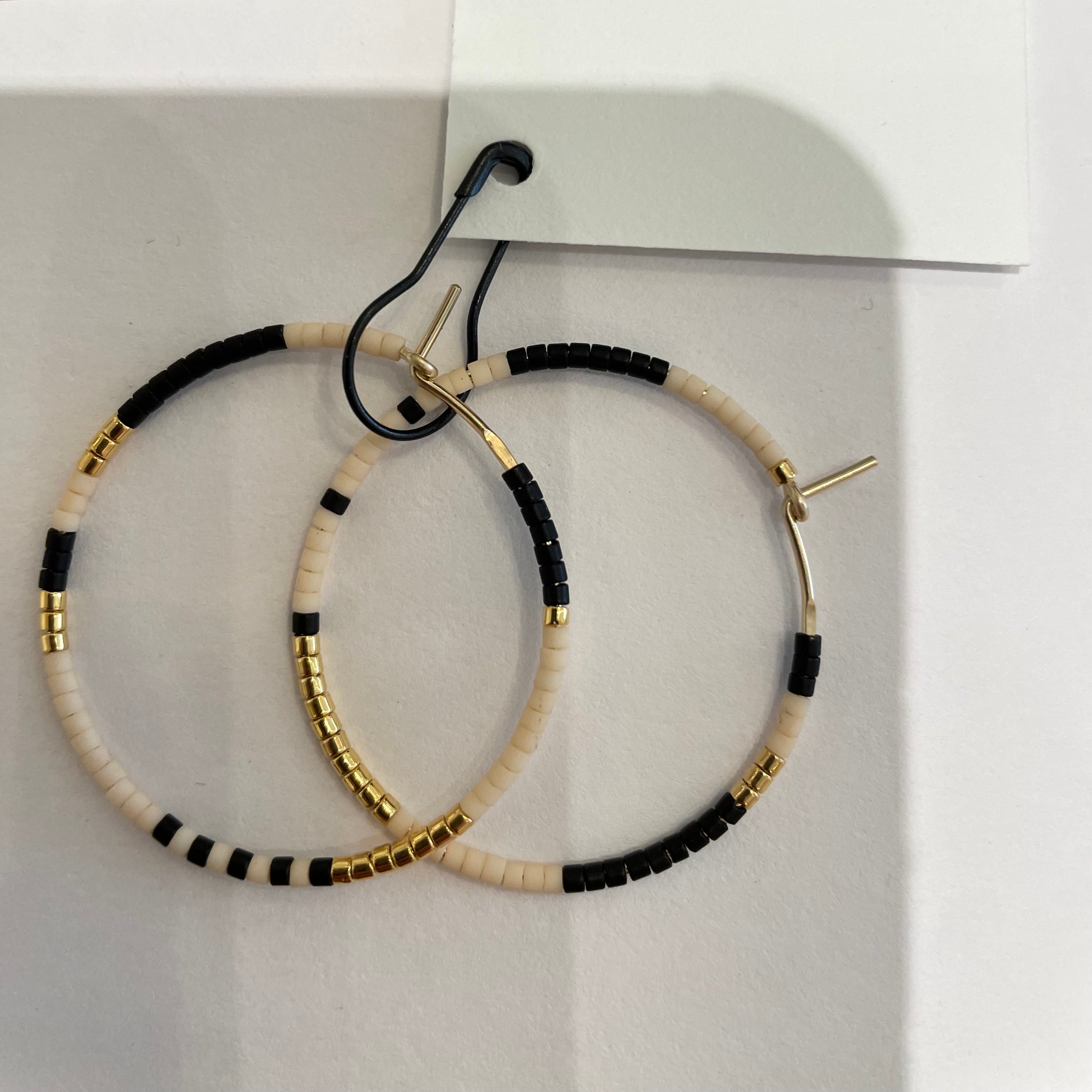 Glass Bead Hoop Earrings - Small