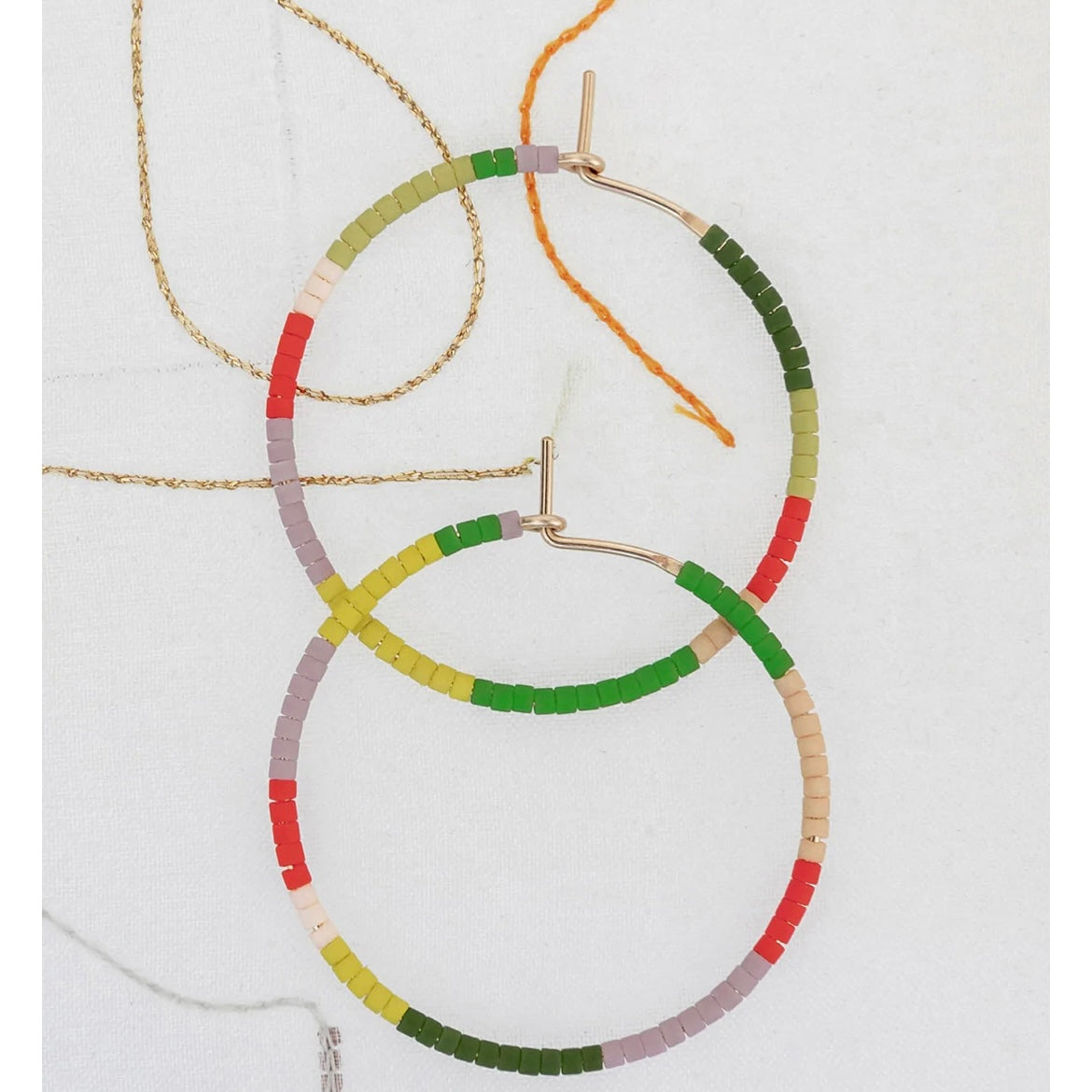 Glass Bead Hoop Earrings - Small