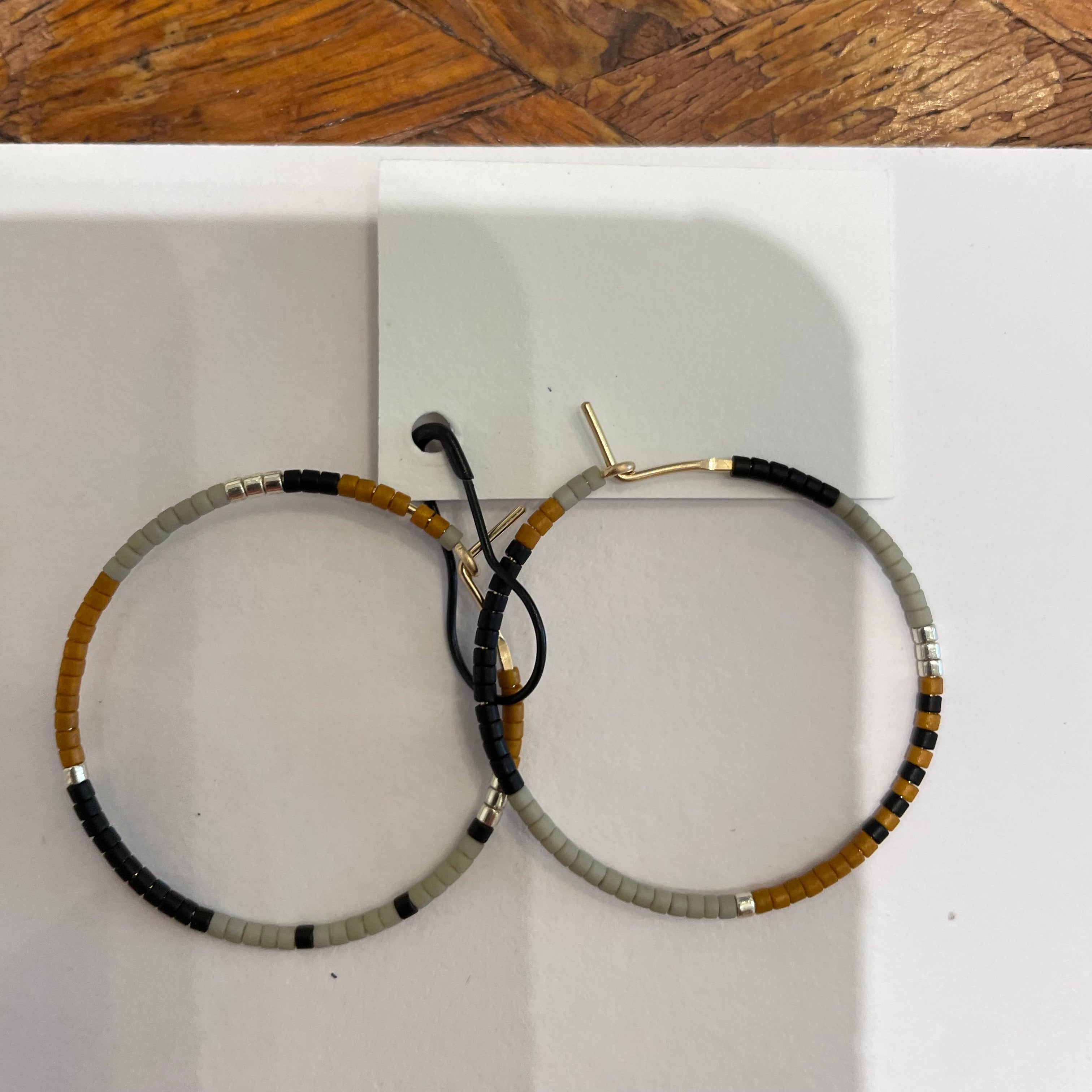 Glass Bead Hoop Earrings - Small