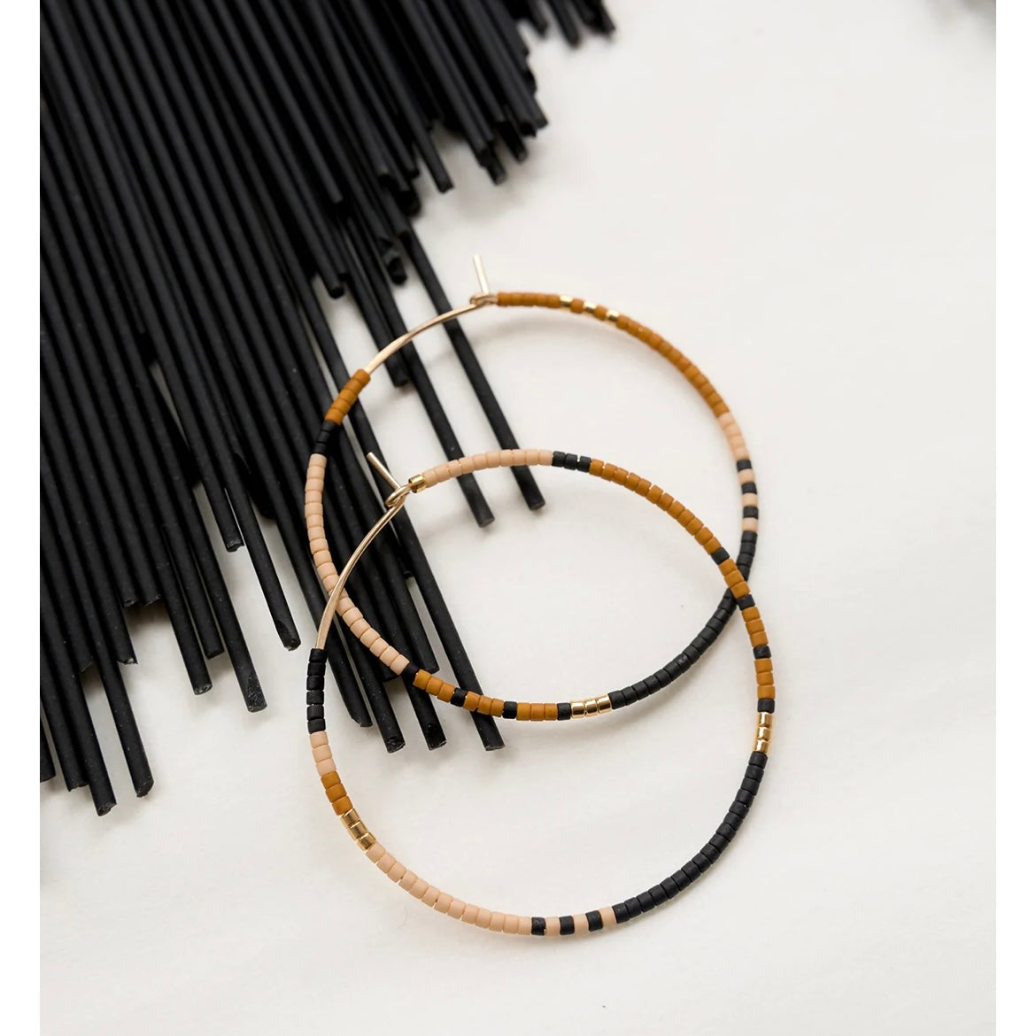 Glass Bead Hoop Earrings - Large