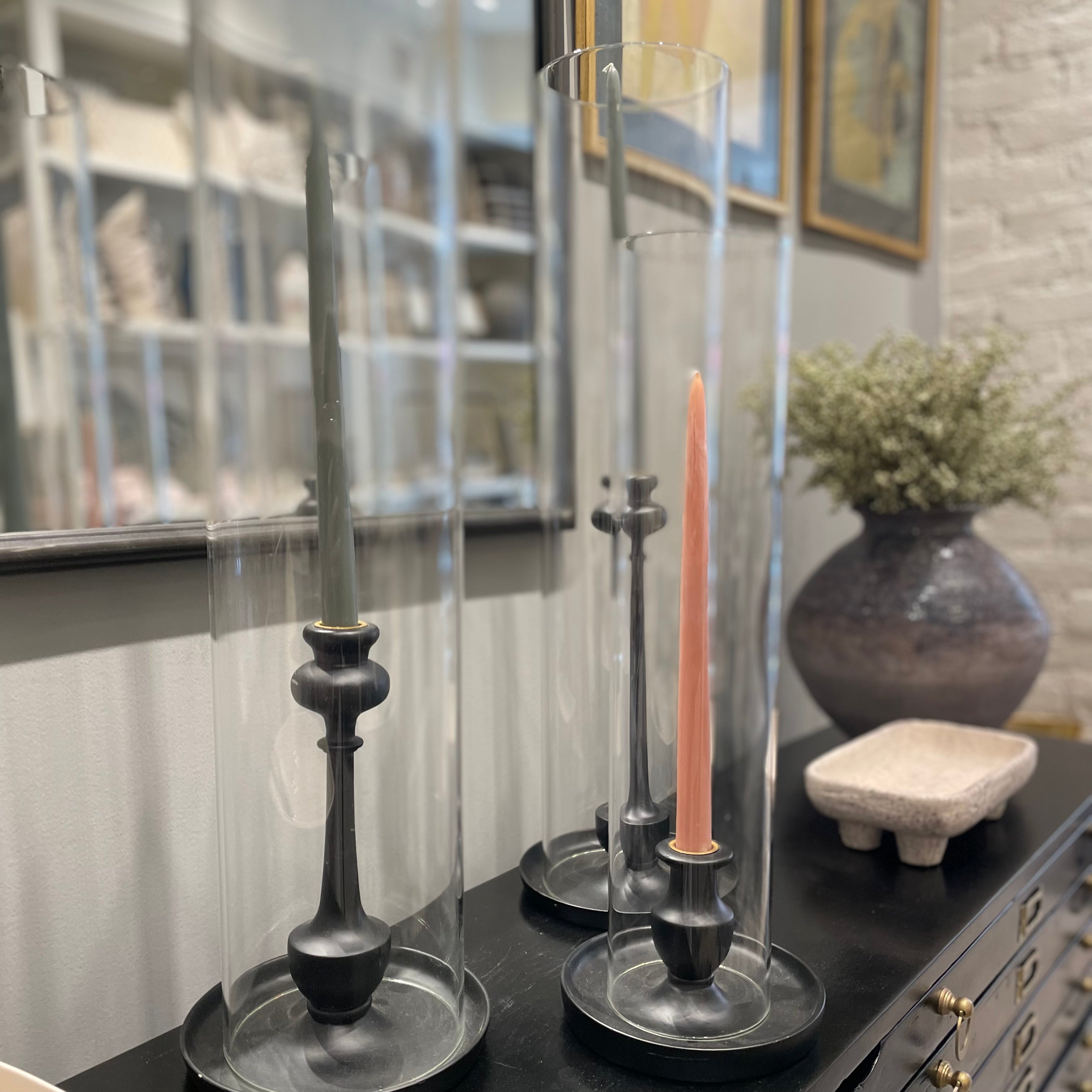 Ebony Candlestick with Hurricane