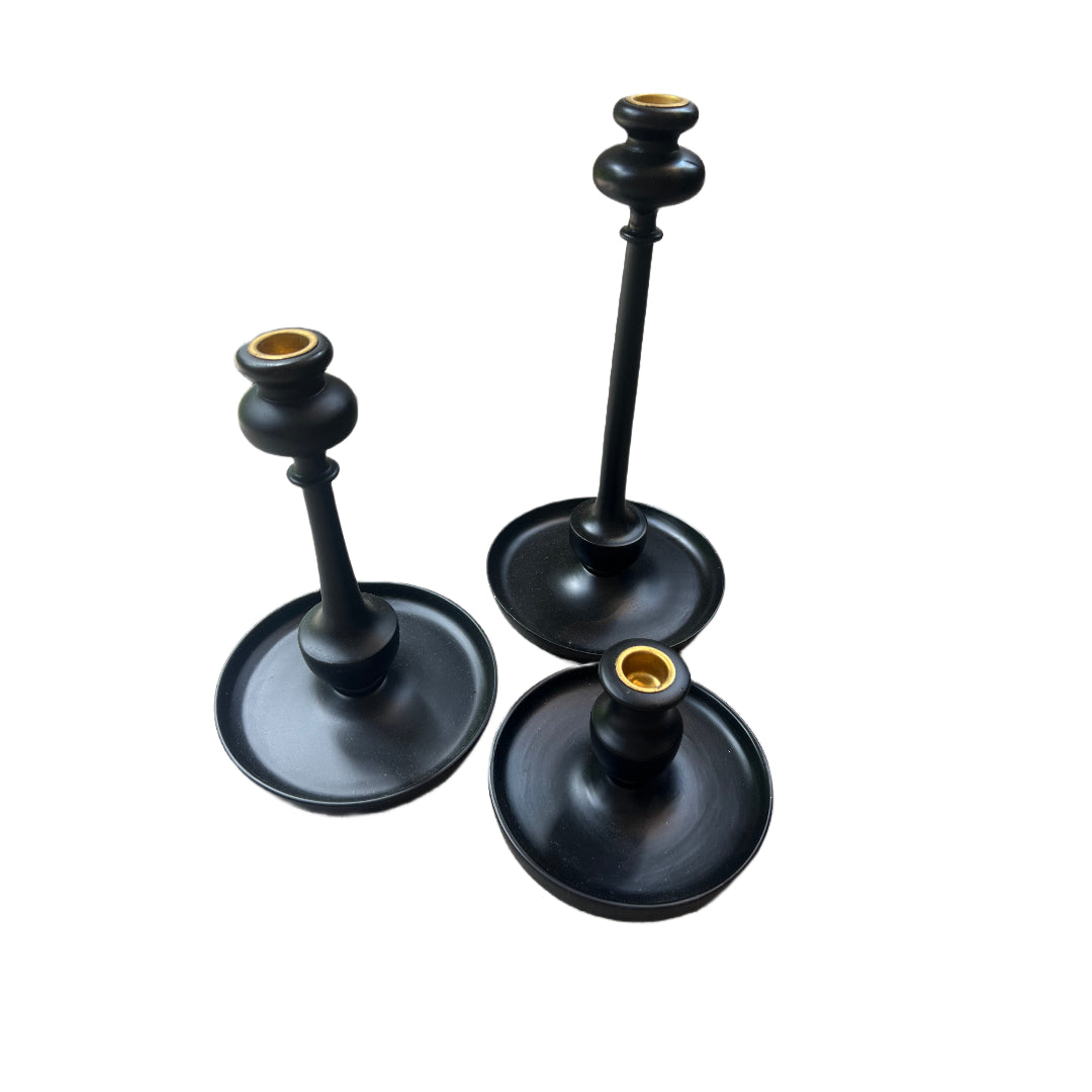 Ebony Candlestick with Hurricane