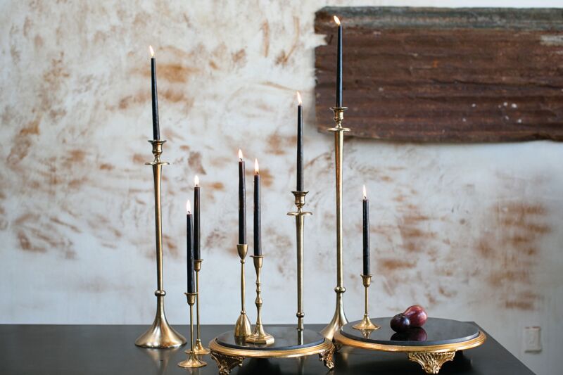 Antique Inspired Candlestick Holders - Brass