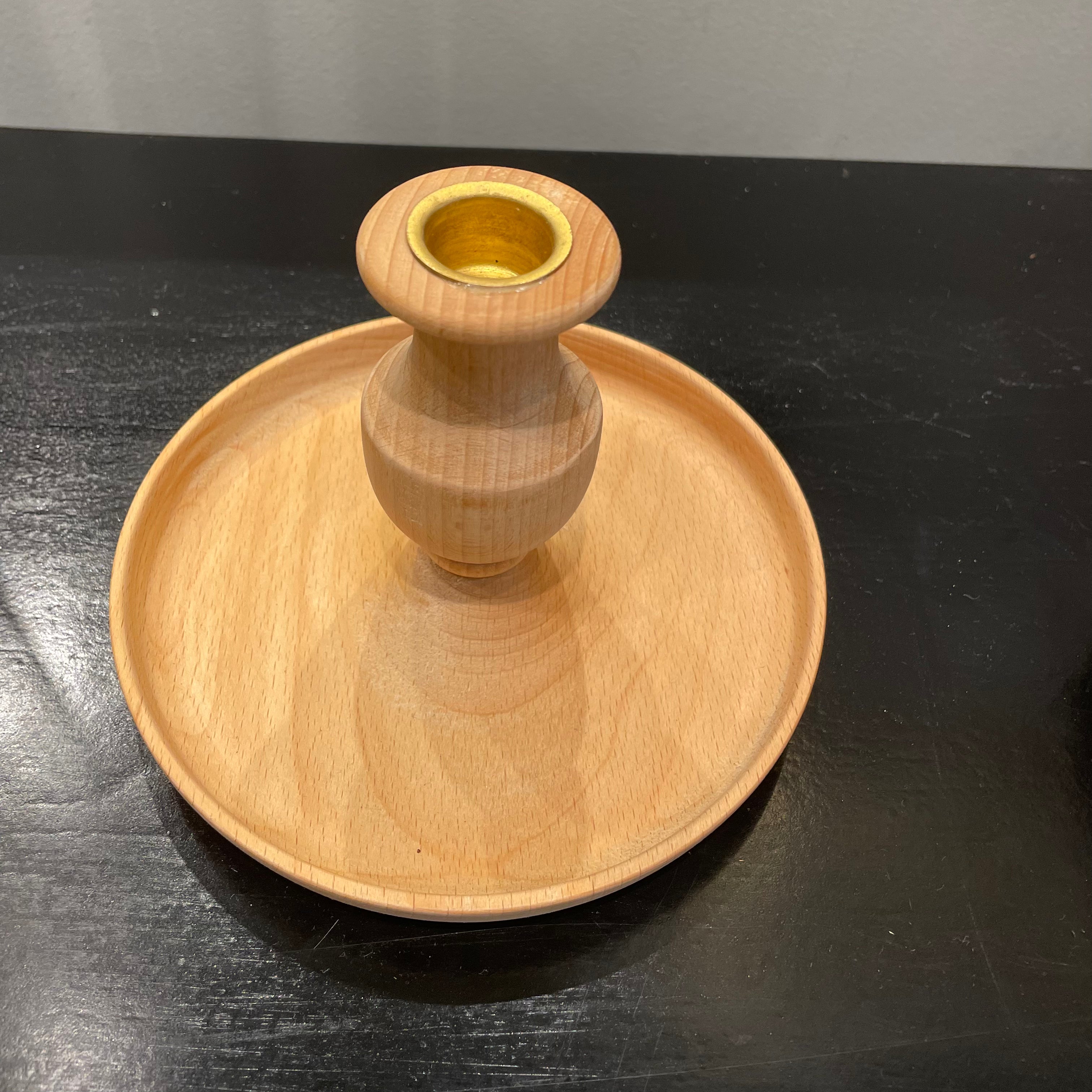 Beechwood Candlestick with Hurricane