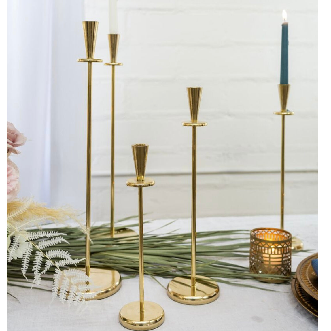 Modern Inspired Brass Candlestick Holders