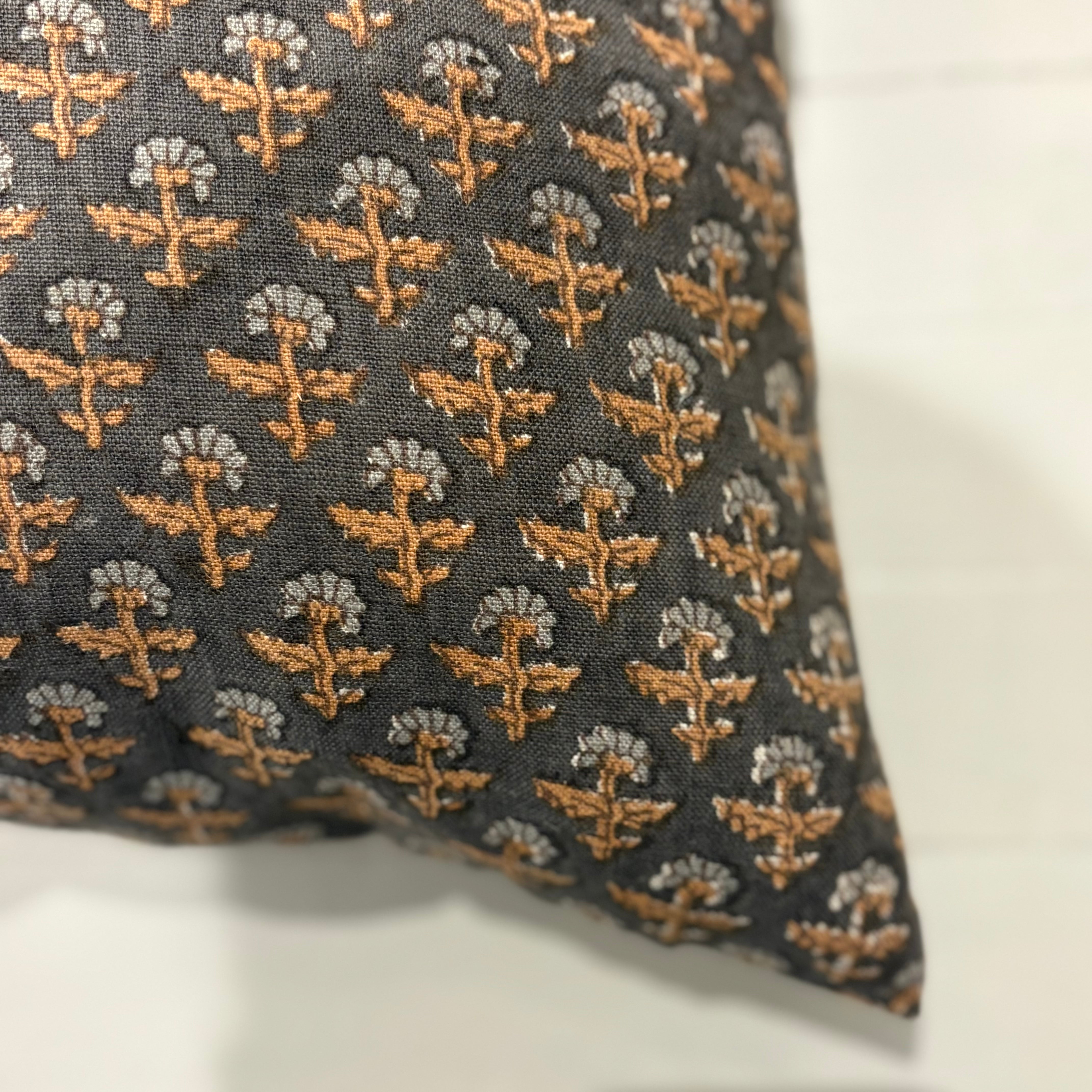 Howell Block Print Floral Pillow 14" x 22"