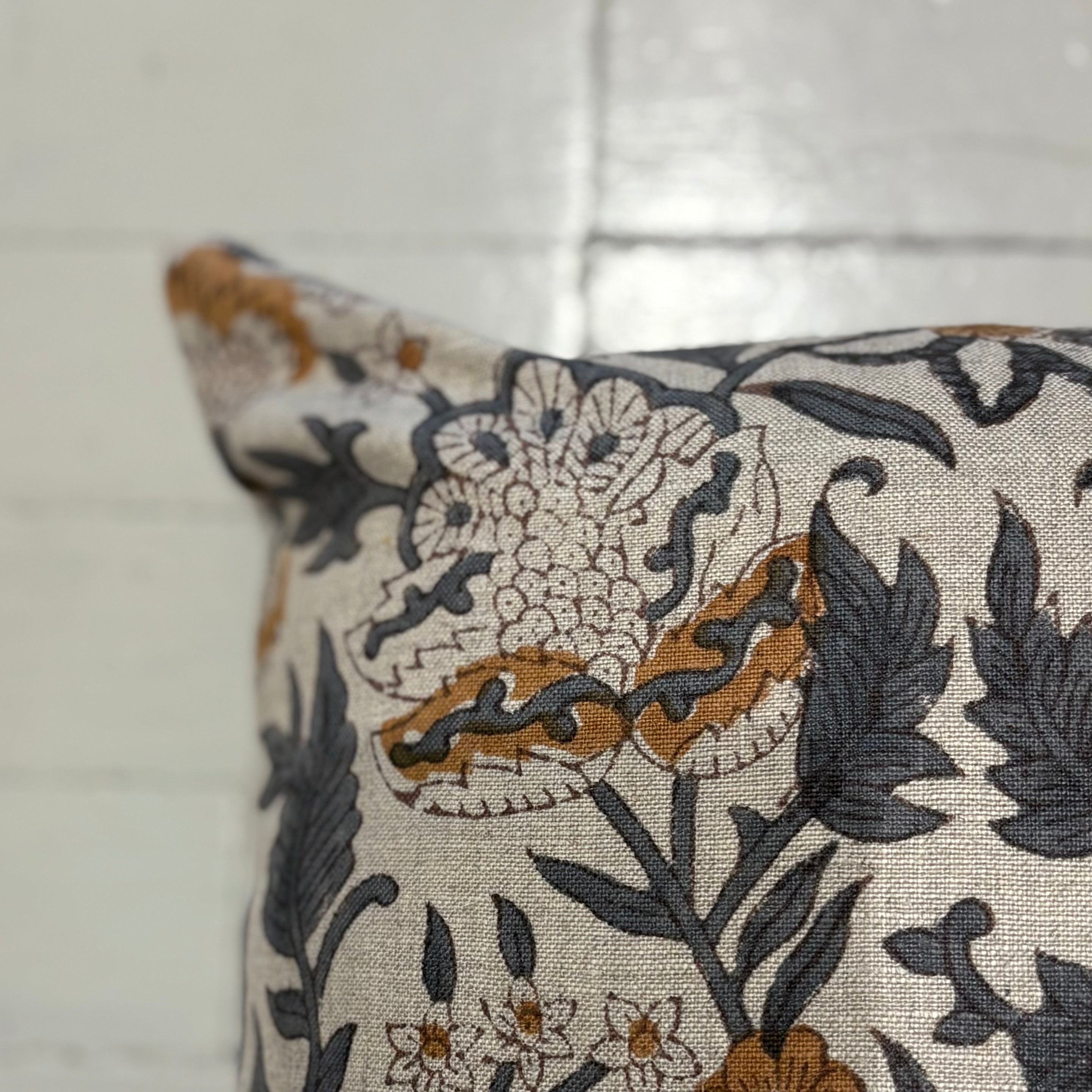 Ivins Block Print Floral Pillow 20" x 20"