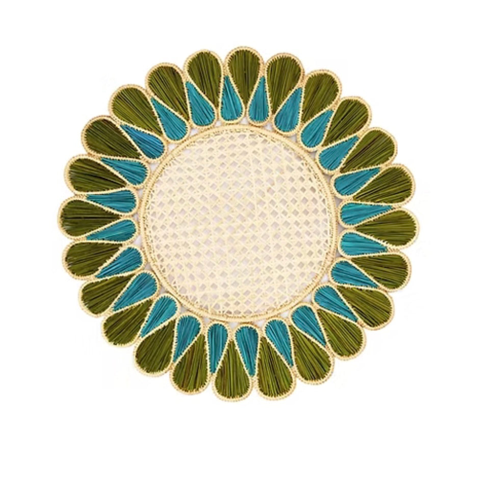 Olive/Aquamarine Scallop Handwoven Placemats