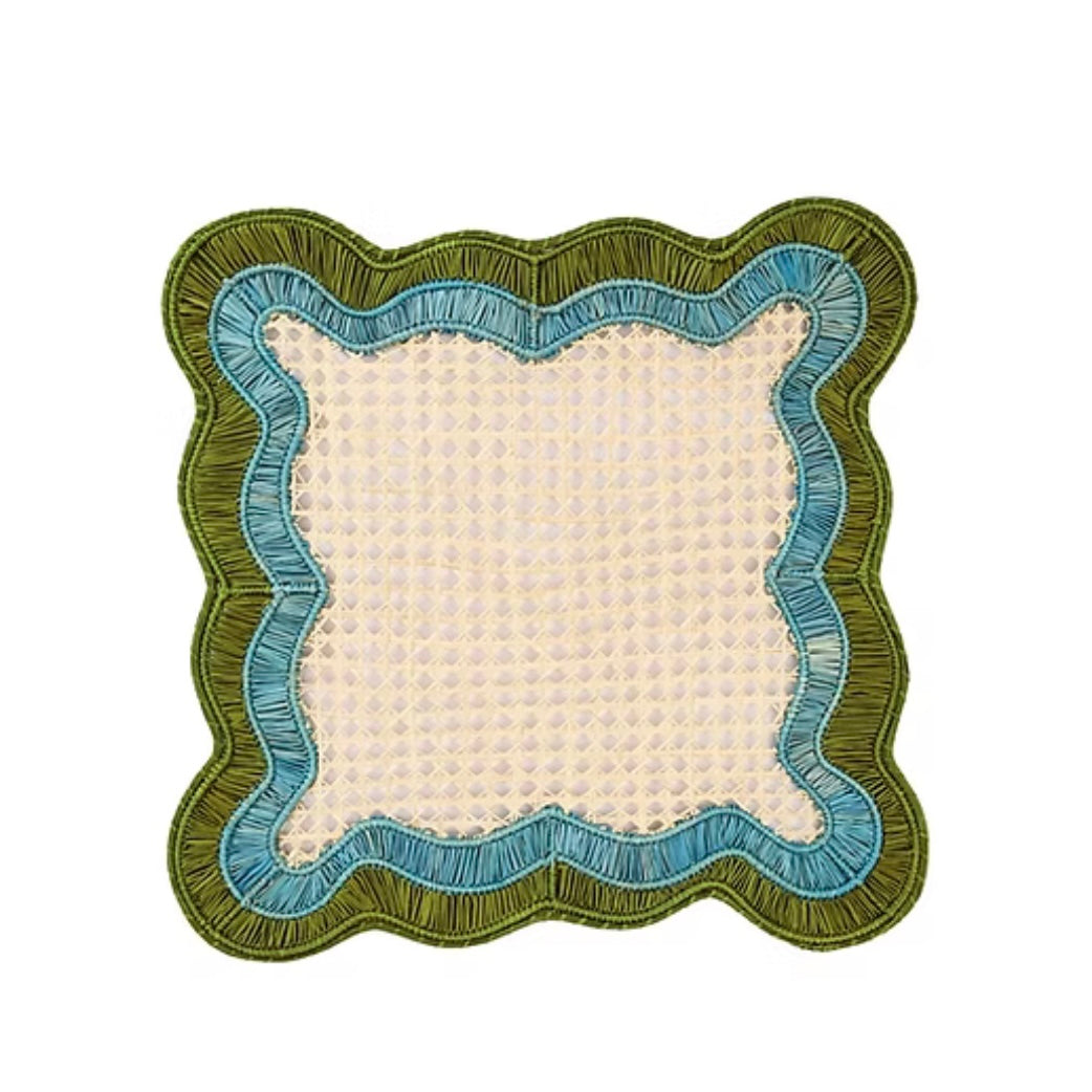 Green/Aquamarine Square Scallop Handwoven Placemats
