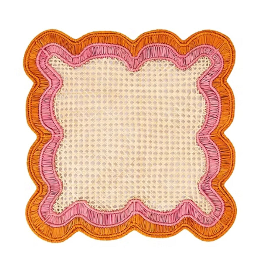 Orange/Pink Square Scallop Handwoven Placemats