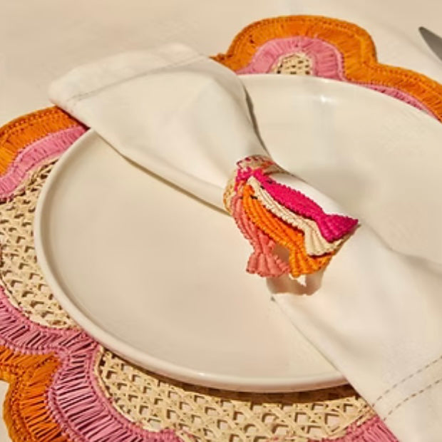 Orange/Pink Square Scallop Handwoven Placemats