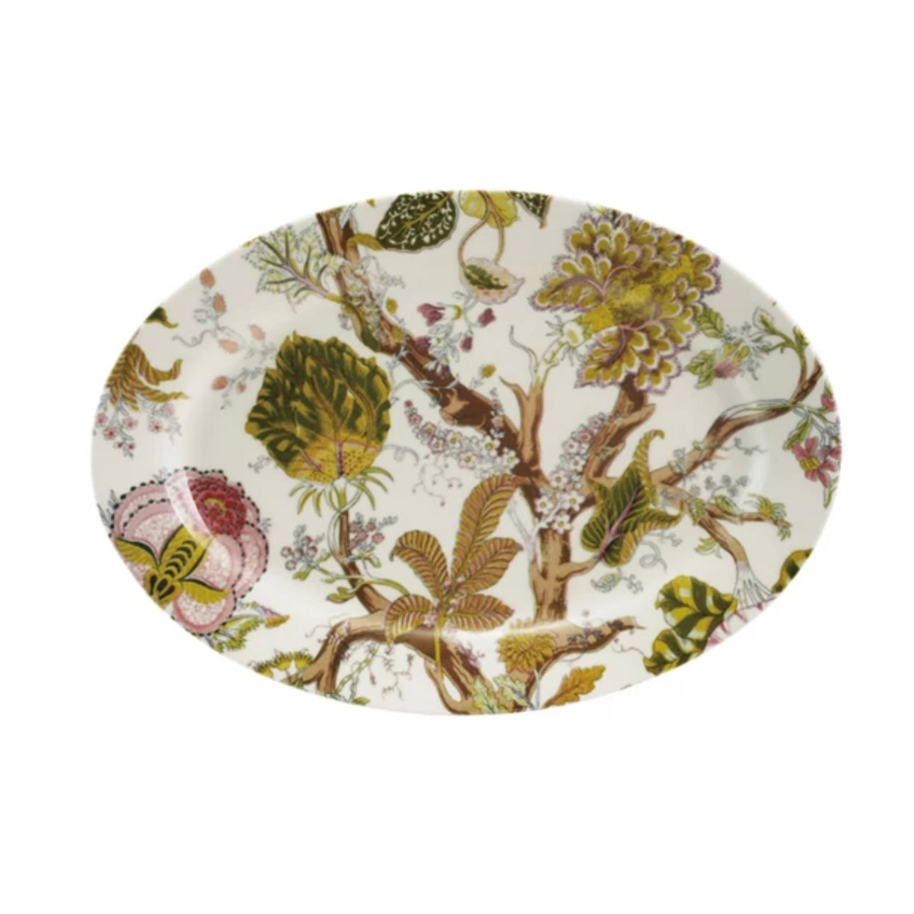 Oval Printed Stoneware Platter w/ Botanicals