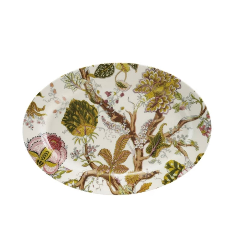 Oval Printed Stoneware Platter w/ Florals