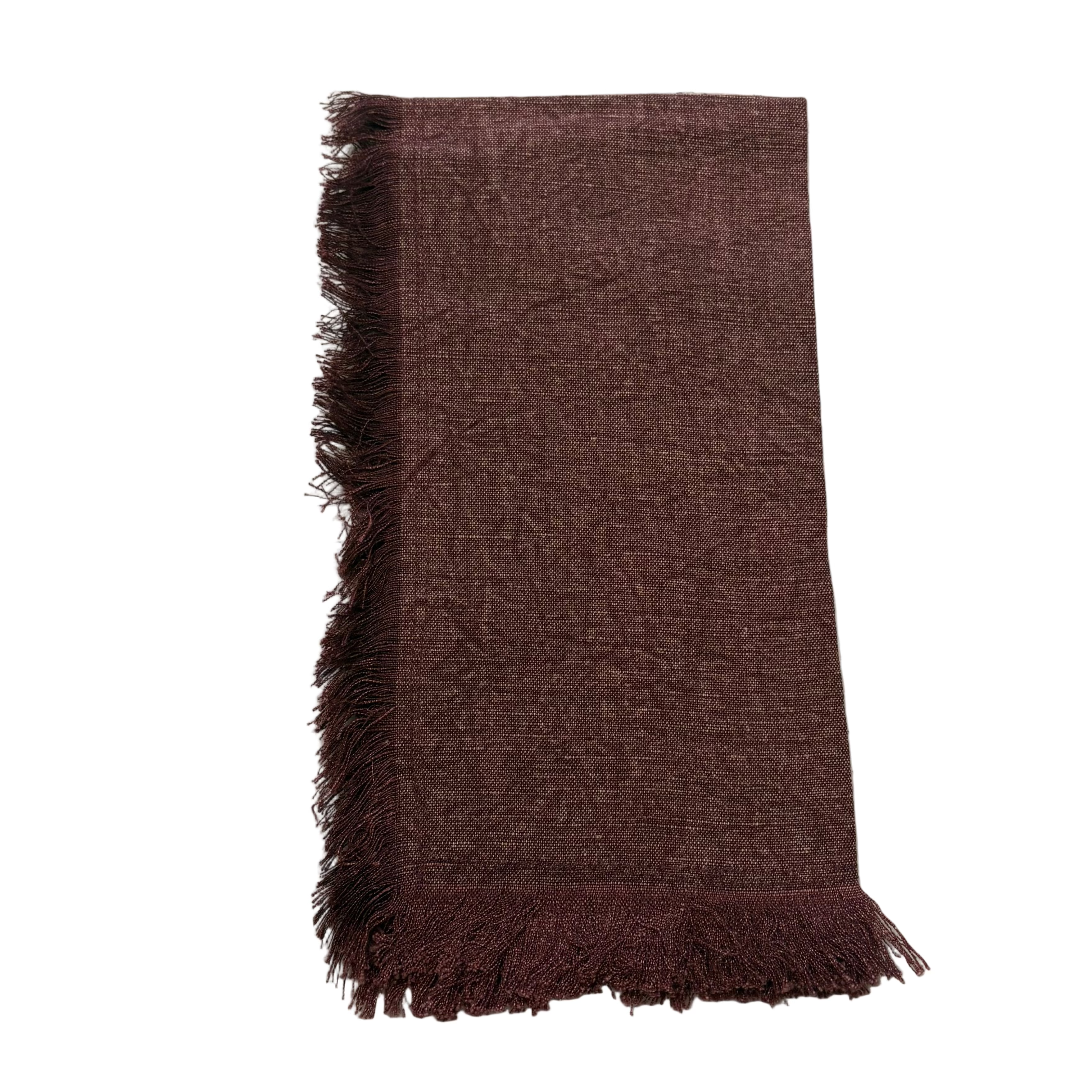 Stonewashed Linen Napkins w/ Fringe, Aubergine