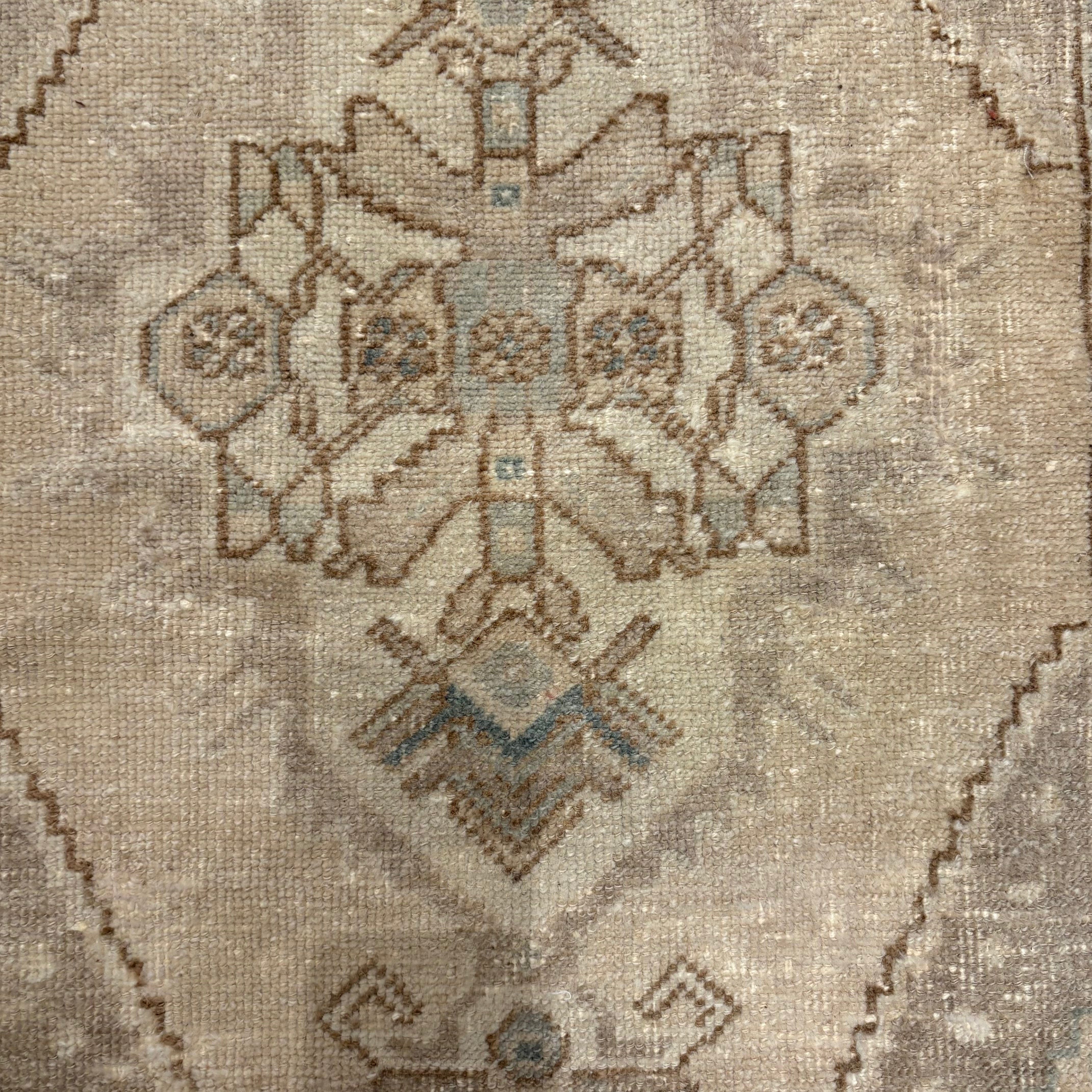 Vintage Light Beige Neutral Oushak Mini Rug