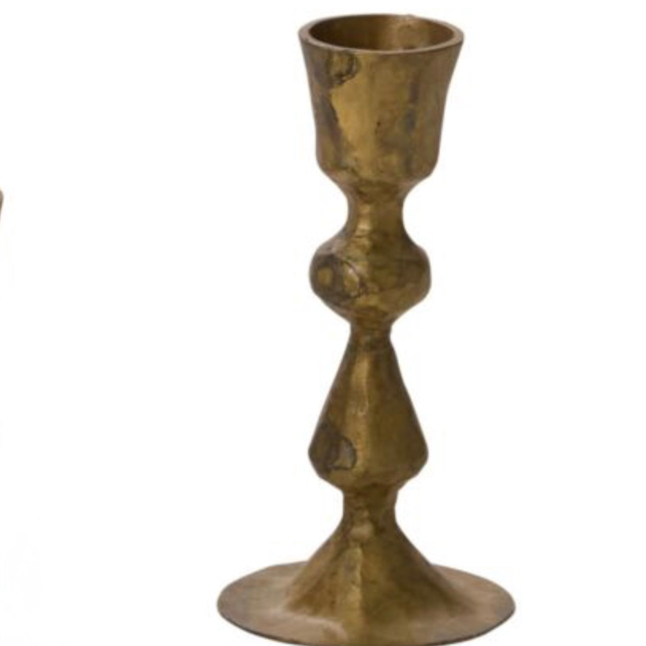 Antique Hammered Metal Candlestick - Small