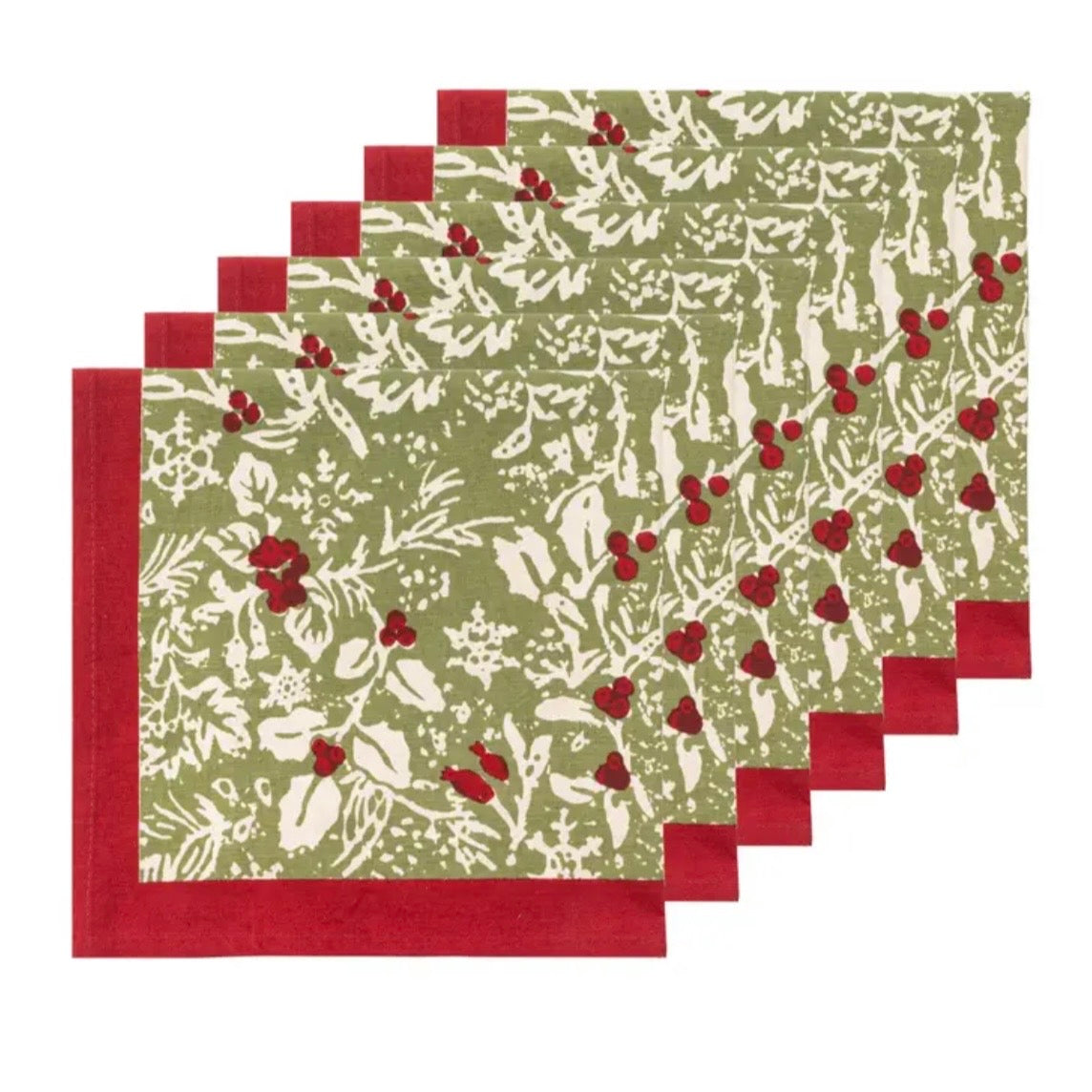 Baies de Houx Red & Green Dinner Napkins