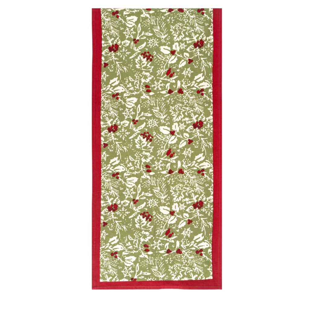 Baies de Houx Red & Green 16 x  60"  Table Runner