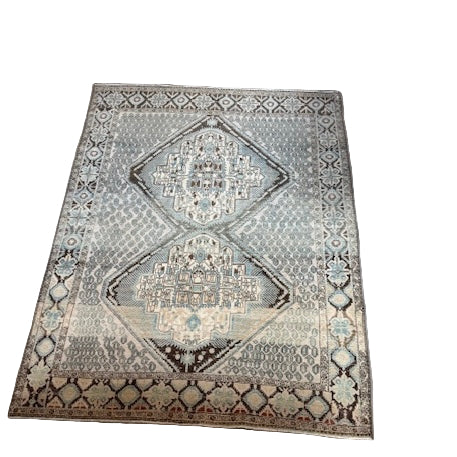 Vintage Cream /  Light Green / Blue / Orange  Oushak Rug