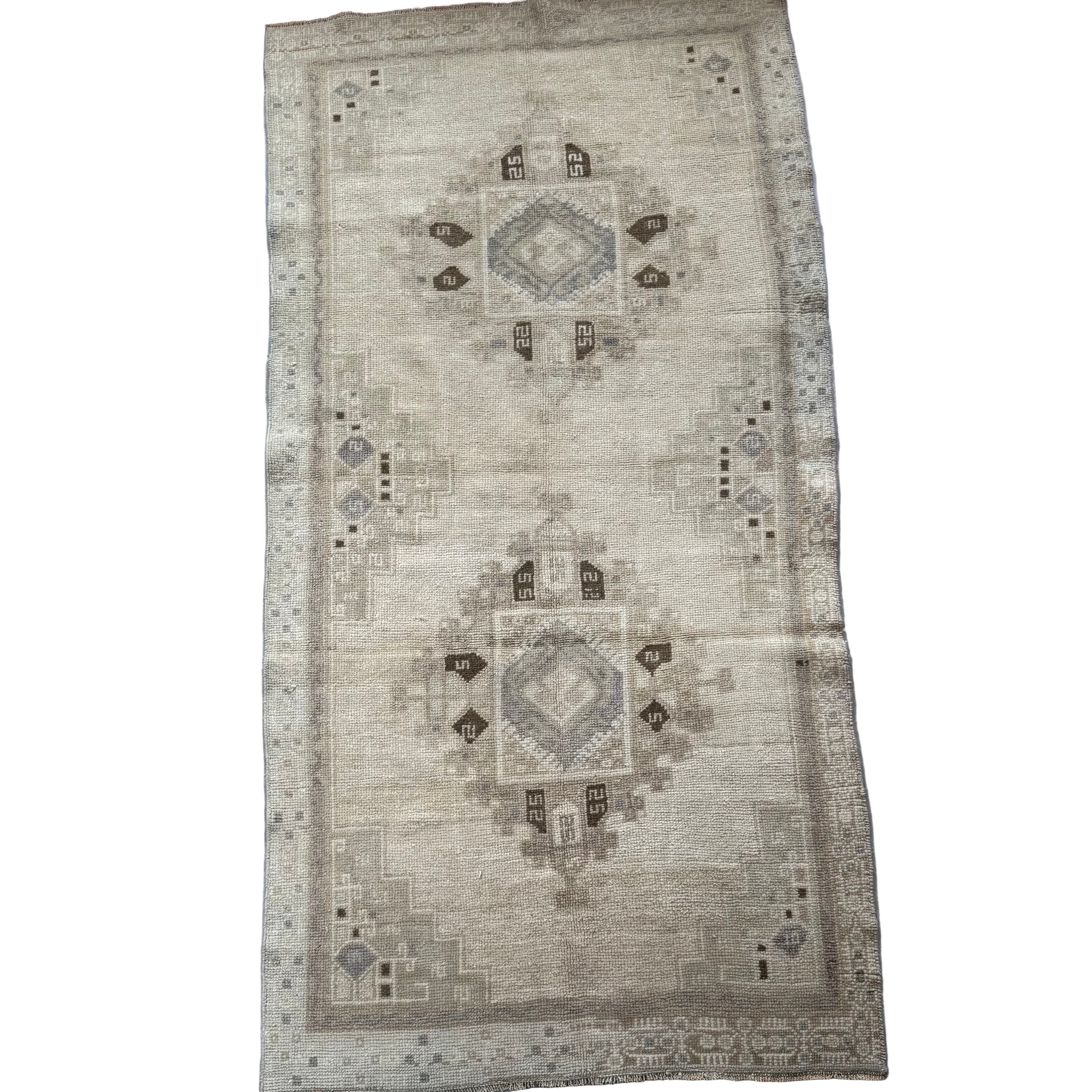Vintage  Light Beige / Grey / Brown Neutrals  Oushak Rug