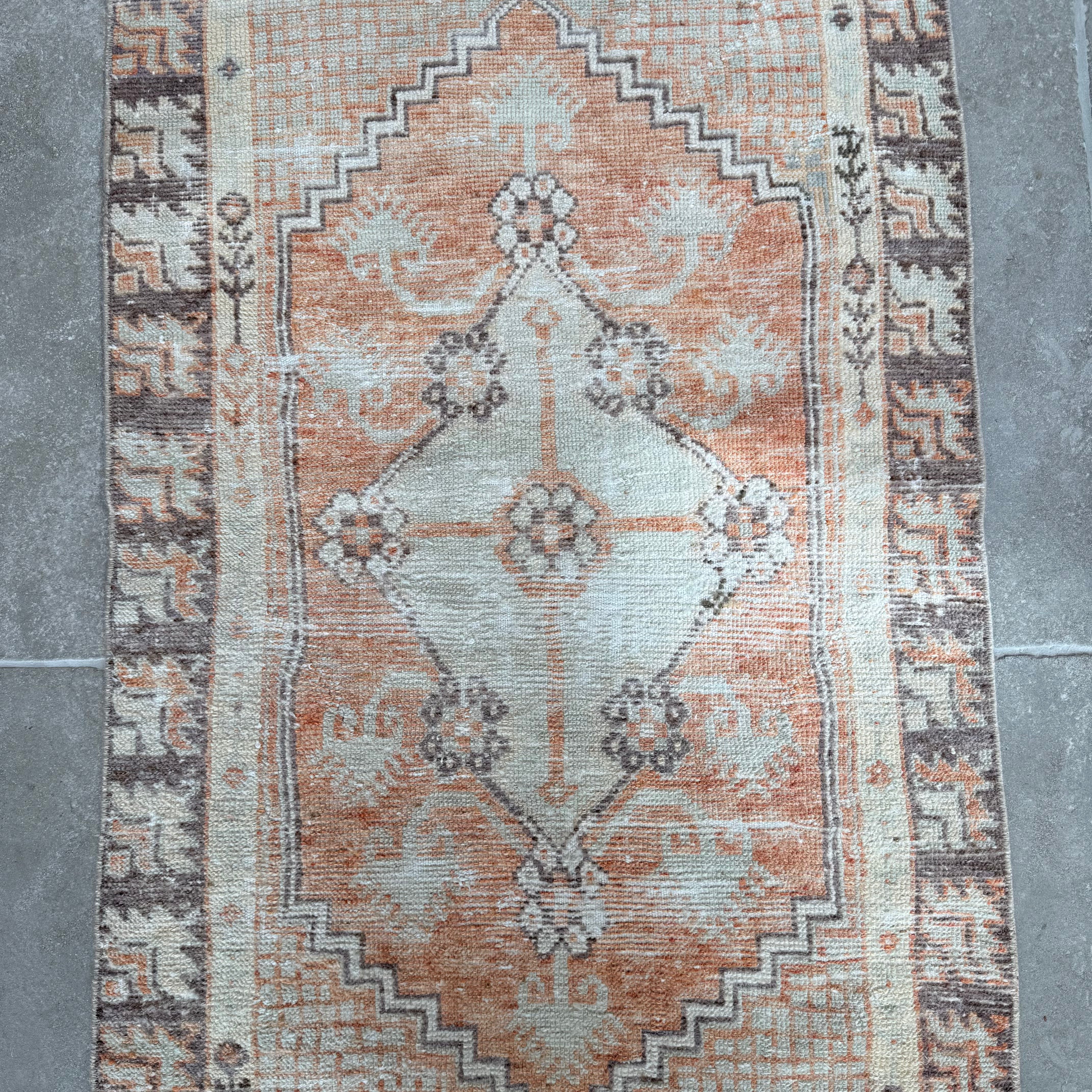 Vintage Orange / Light Blue / Brown Oushak Rug