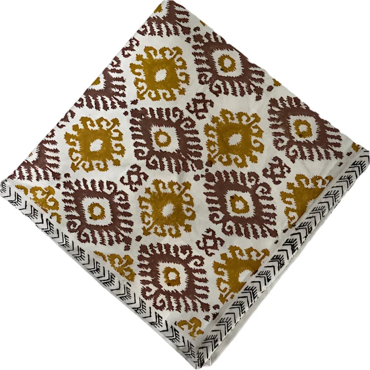 Ochre/Brown Geometric Handblock Dinner Napkins